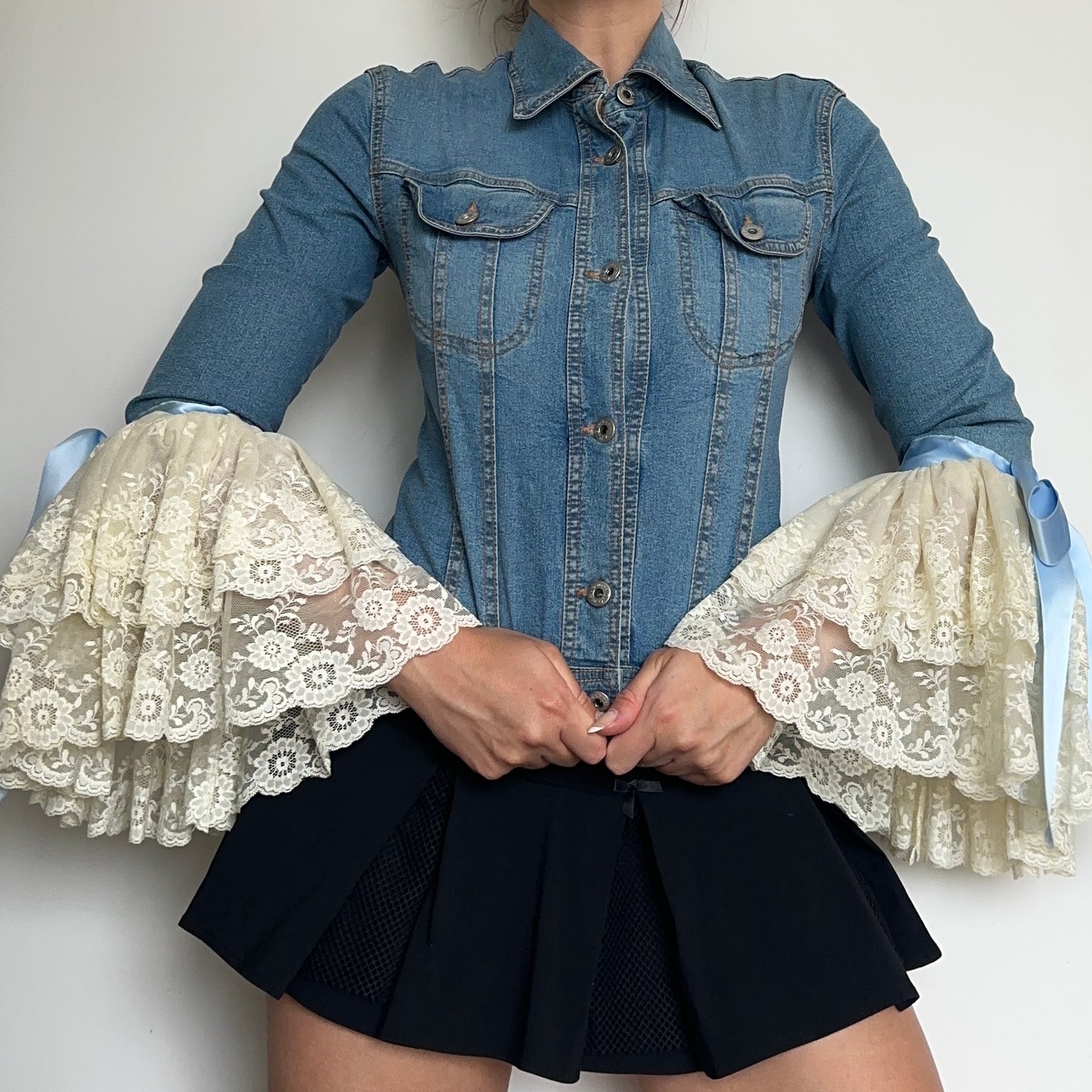 D&G SS2000 Lace Sleeve Denim Jacket