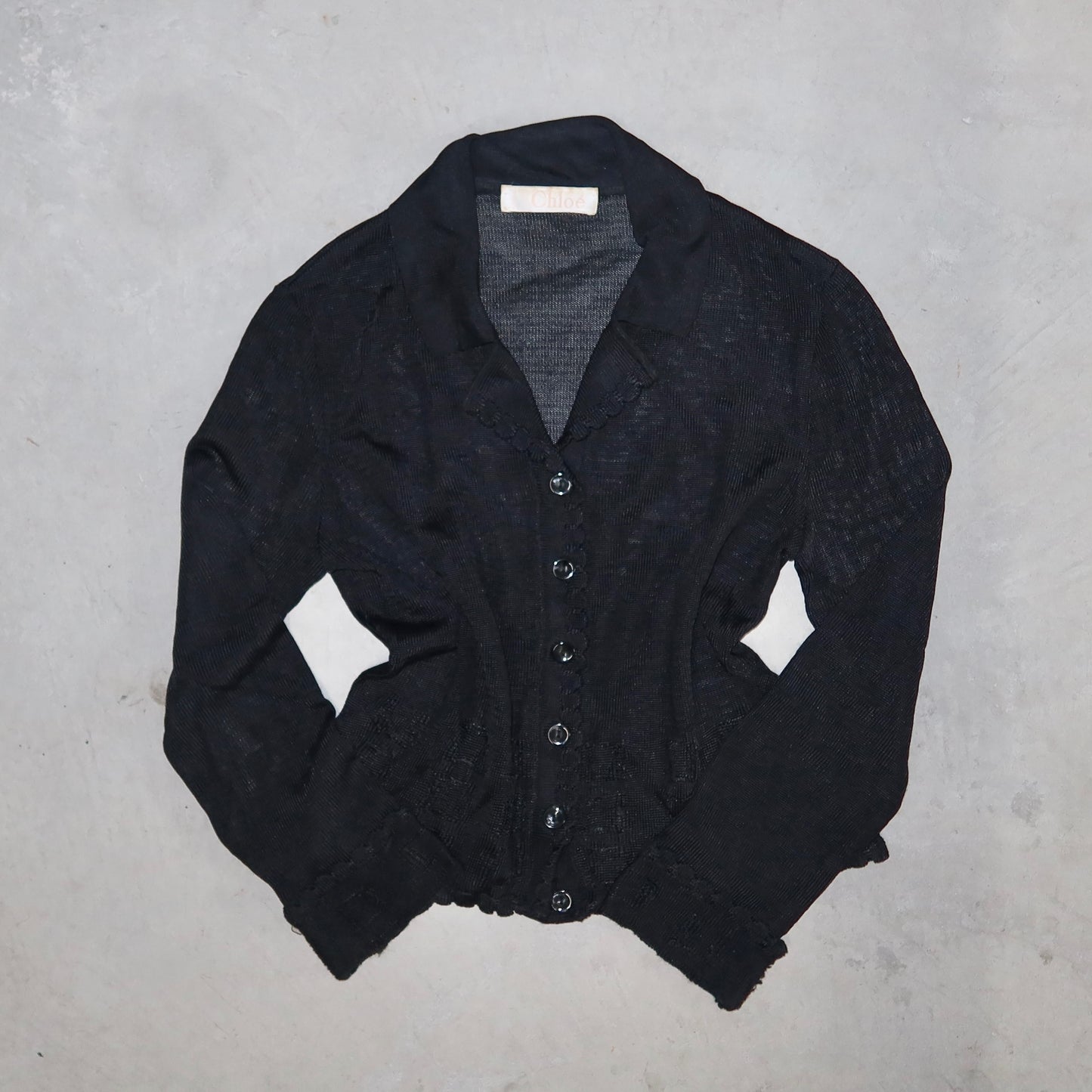 Chloé Sheer Black Button Up Knit