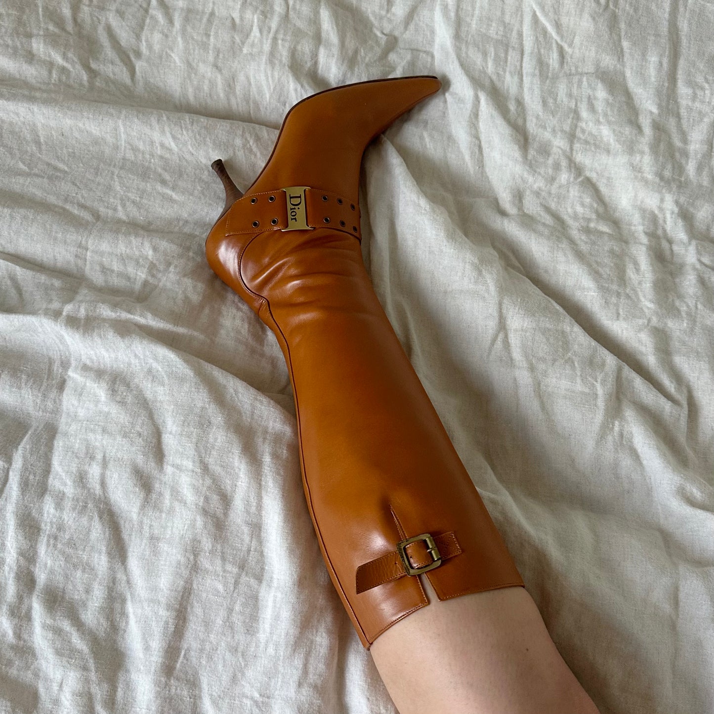 Dior by Galliano Cognac Leather Boots (37)