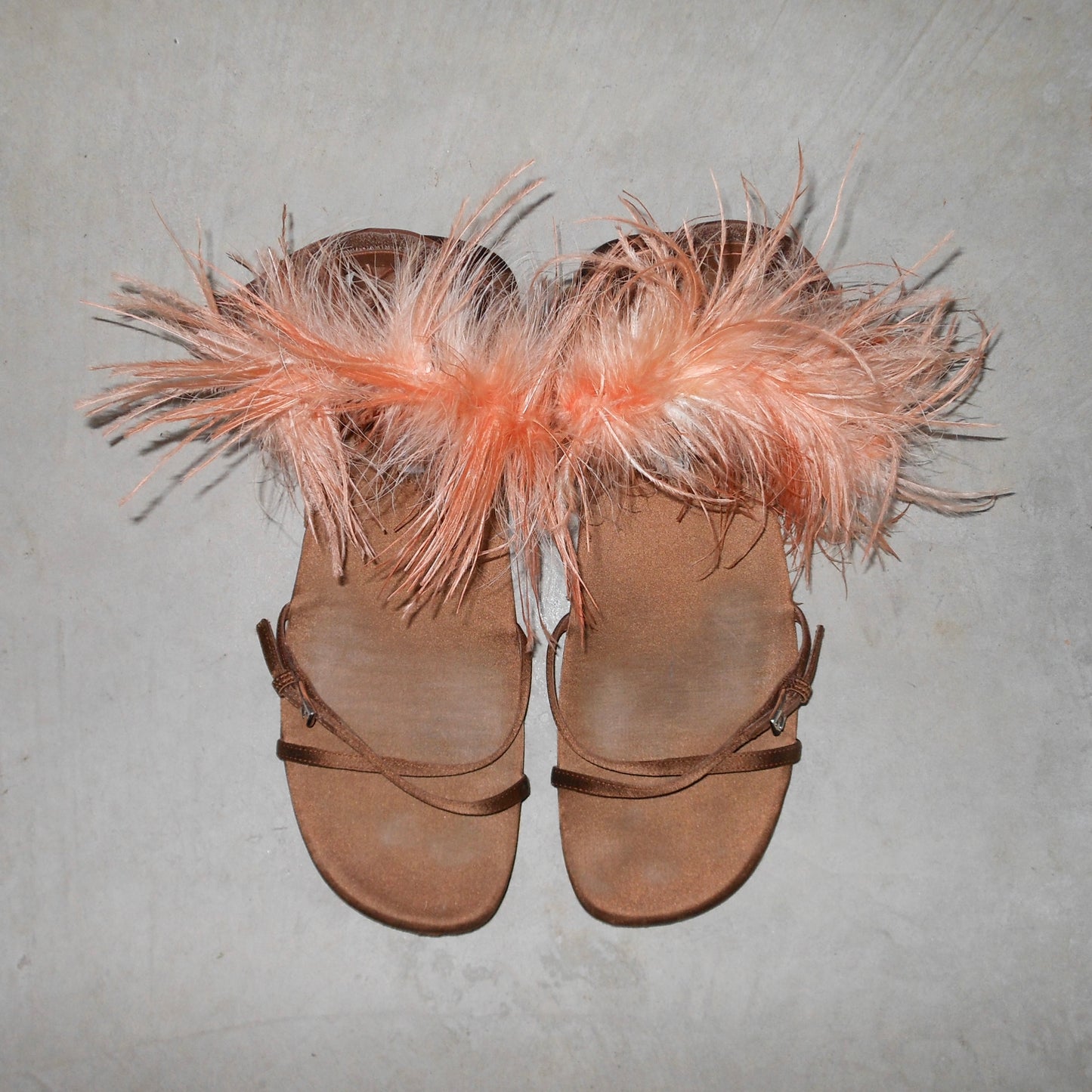 Prada SS17 Feather Trim Flat Sandals (40)
