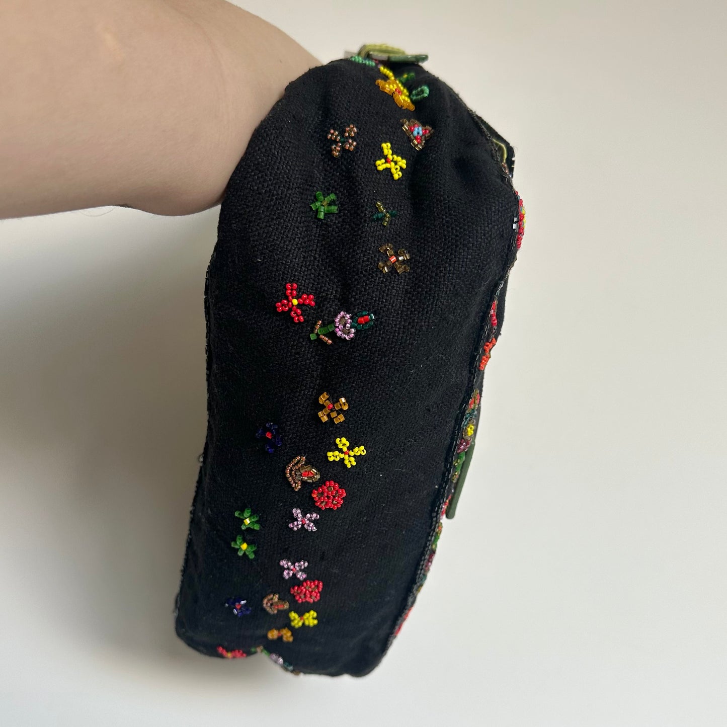 Fendi Floral Mamma Denim Beaded Baguette