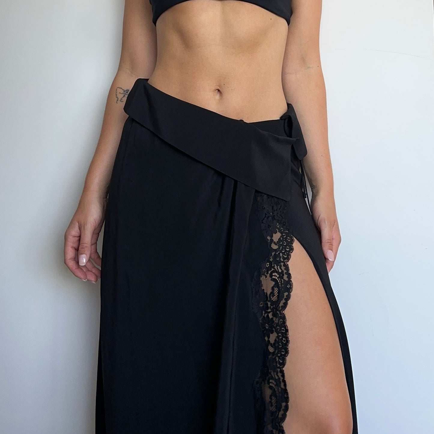 Chloé AW2015 Black Silk and Lace Skirt