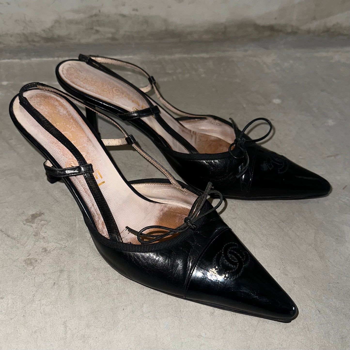 Chanel Black Sling Backs (38)