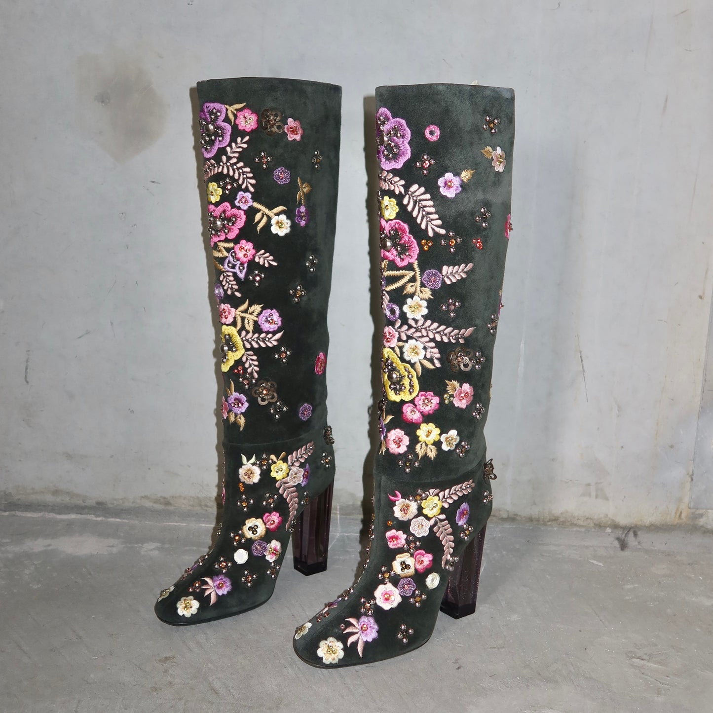 Emilio Pucci Embroidered Suede Boots (37)