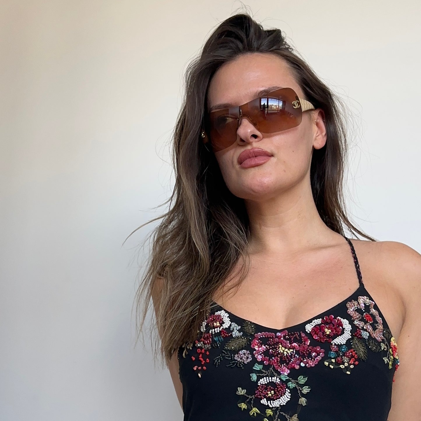 Chanel Brown Tinted Oversized Sunglasses