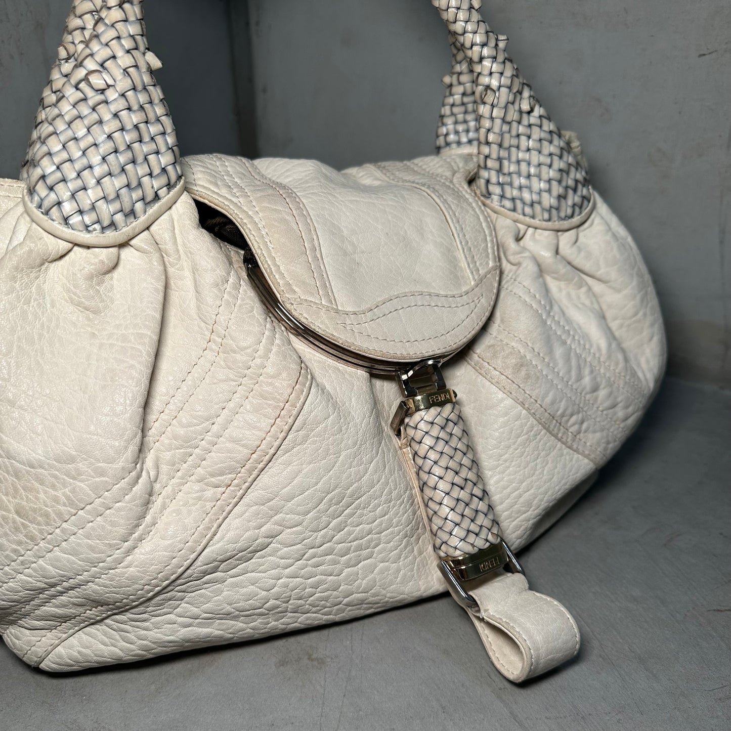 Fendi White Leather Spy Bag