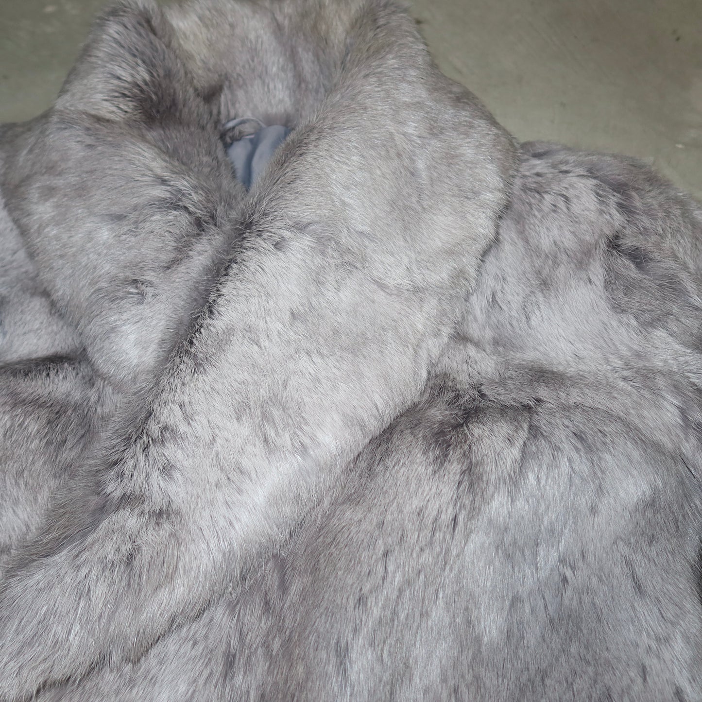 Vintage Grey Oversized Rabbit Fur Jacket
