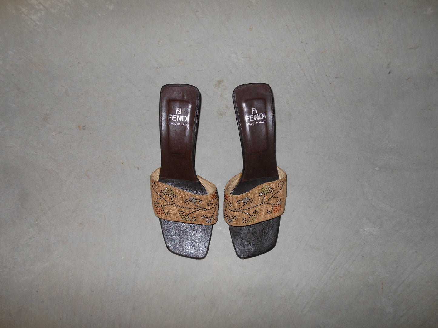 Fendi Rhinestone Floral Mules (36)