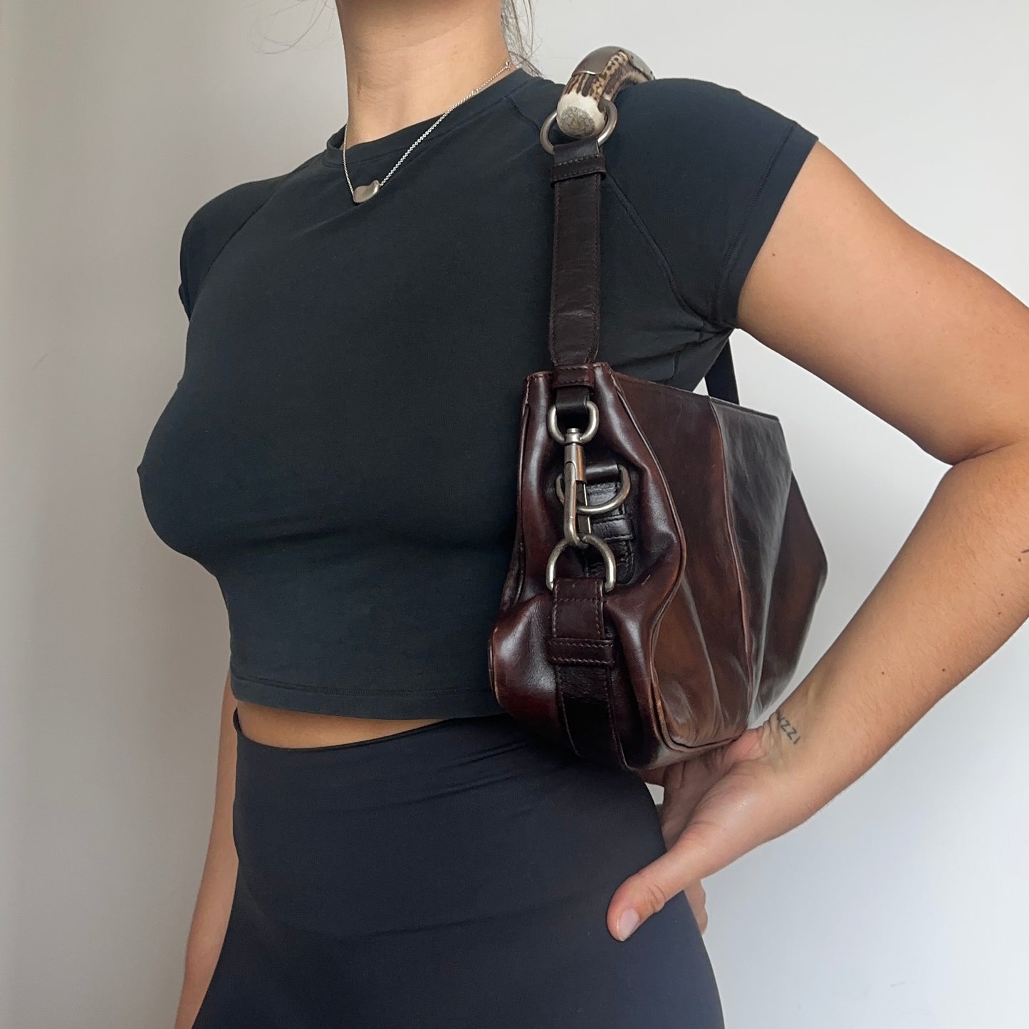 YSL Brown Leather Rectangular Mombasa