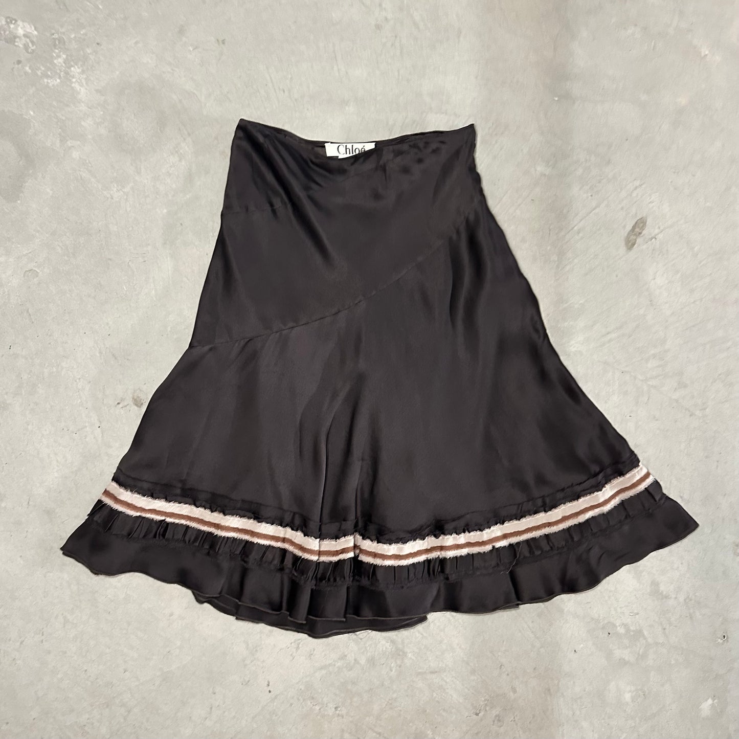 Chloe Brown Silk Skirt