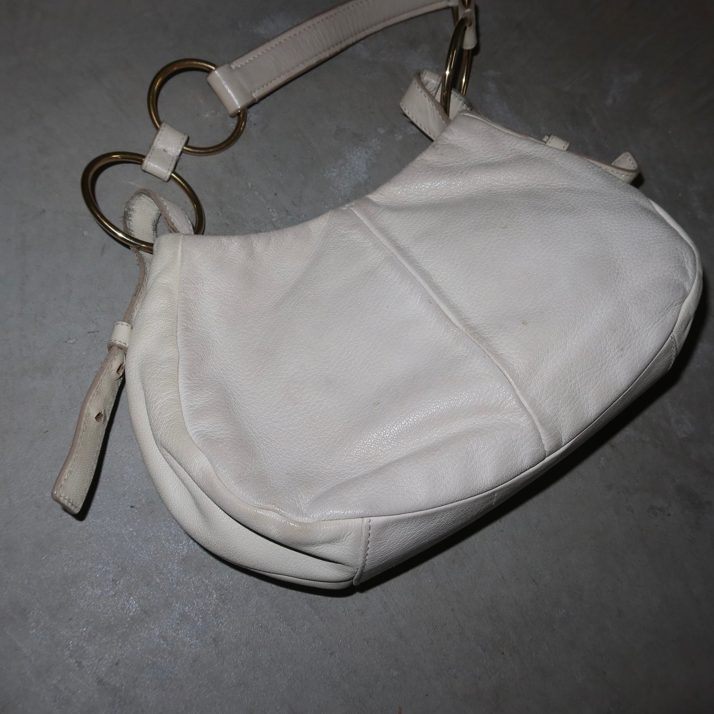 YSL White Saharienne Bag