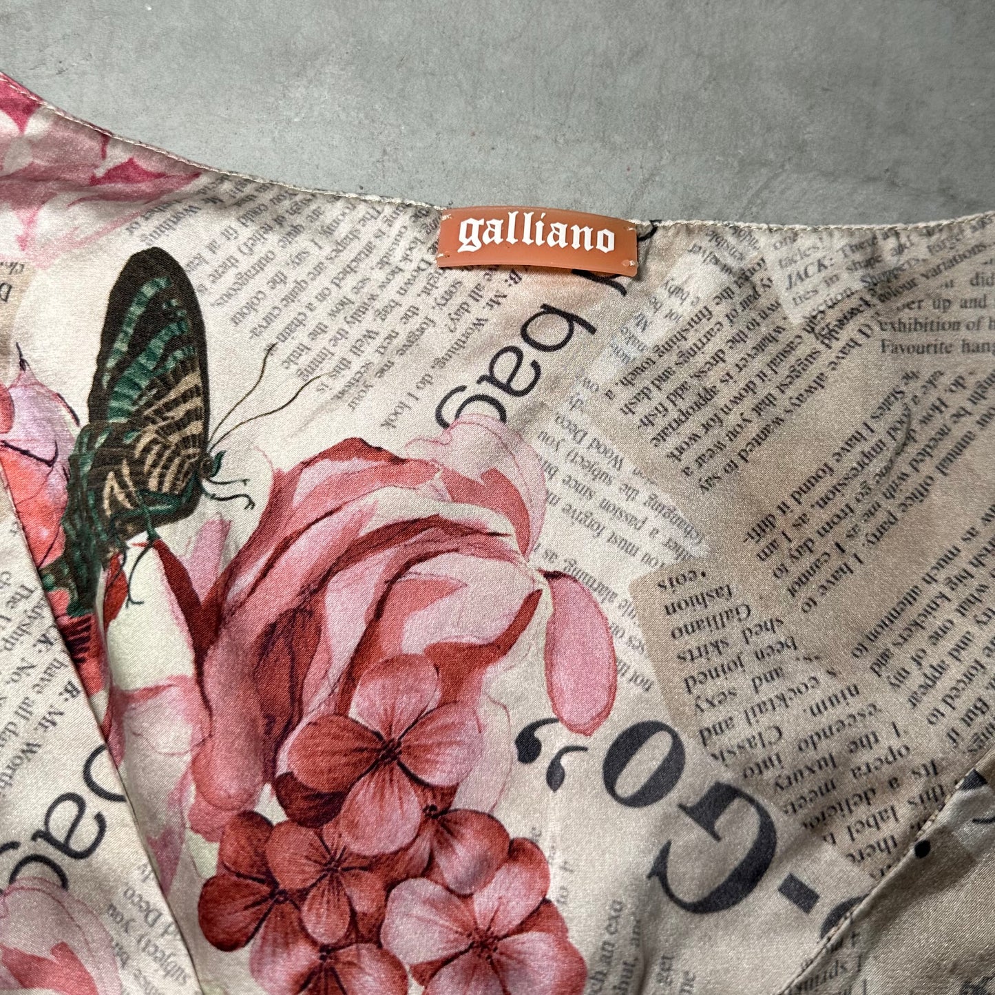 John Galliano Silk Newspaper Print Top