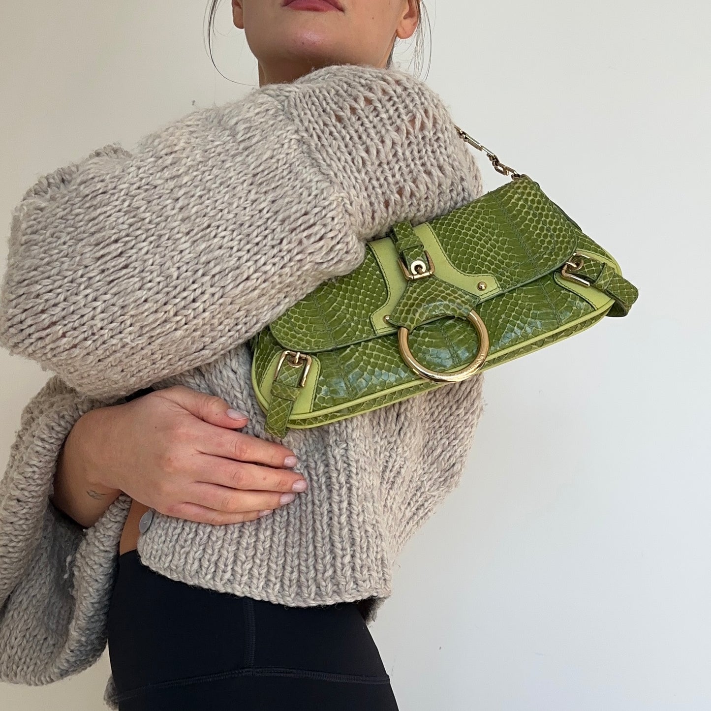 Dolce & Gabbana Flap Front FW04 Green Python Handbag