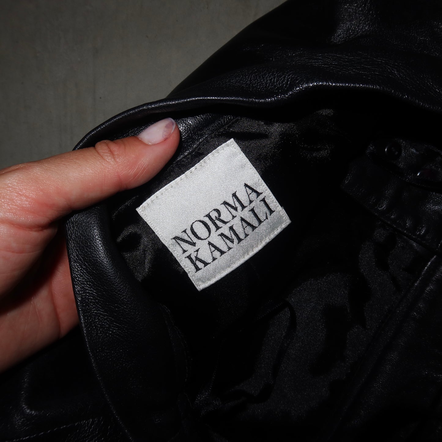Norma Kamali Leather Skirt