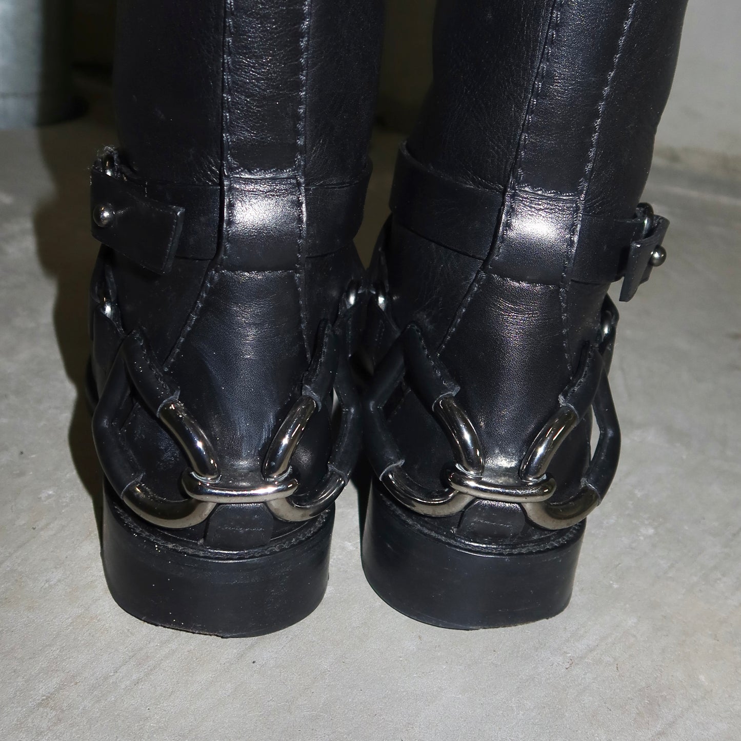 Celine Black Leather Horse-Bit Boots (37)