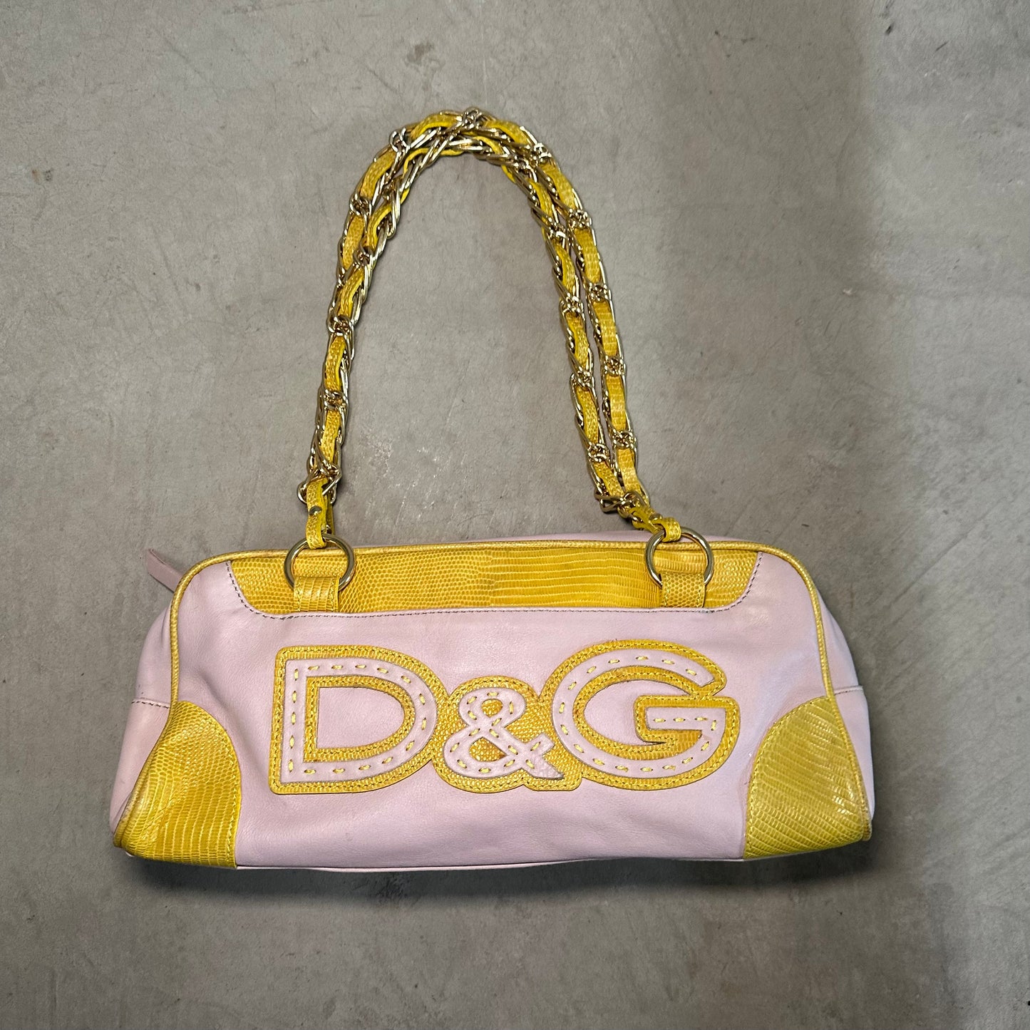 D&G Pink and Yellow Chain Handle Logo Bag