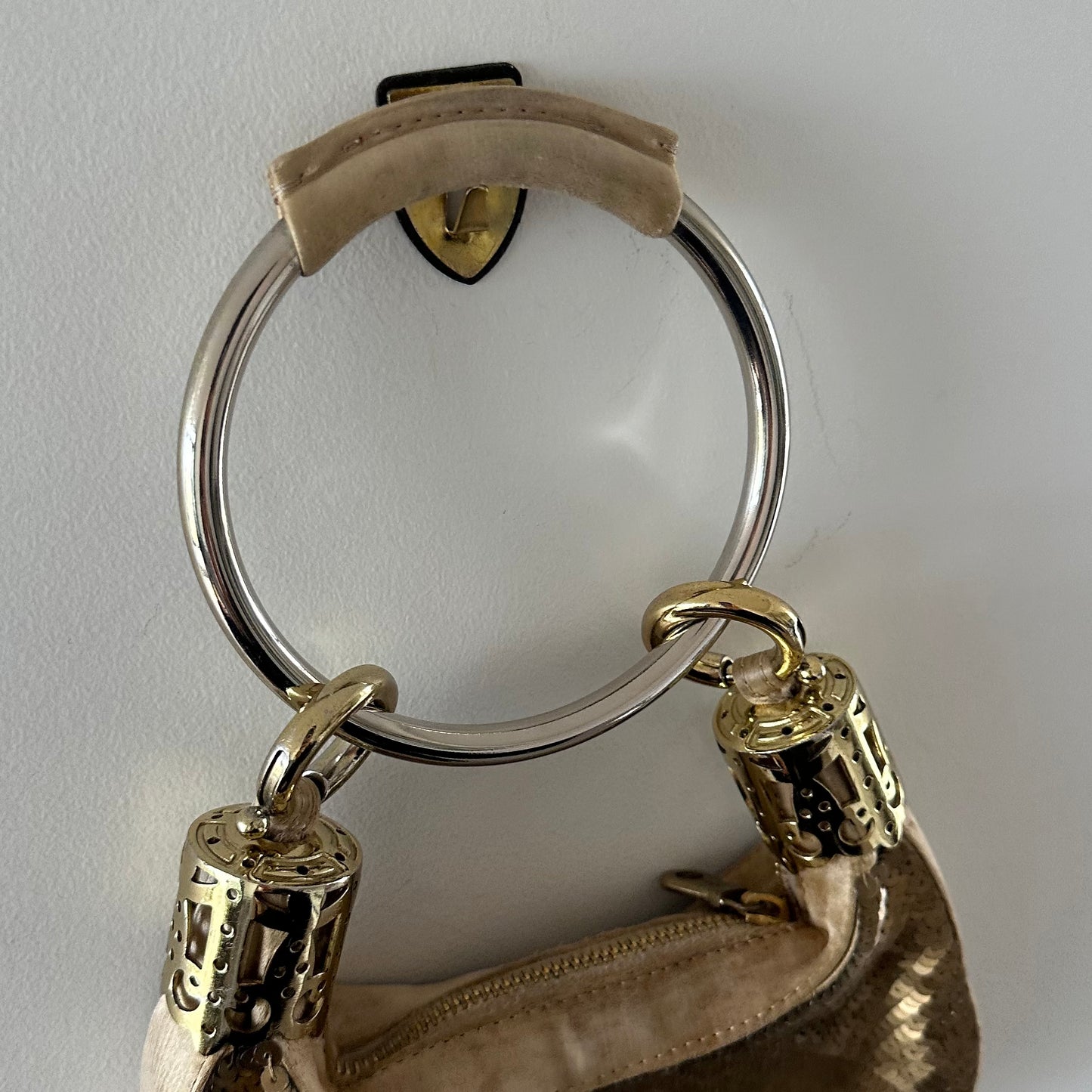 Chloe Mini Gold Sequin and Silk Bracelet Bag