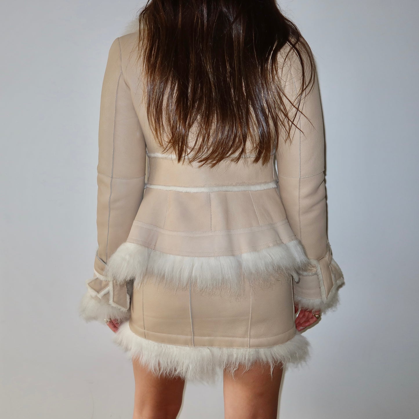 Burberry Shearling Coat and Skirt Set