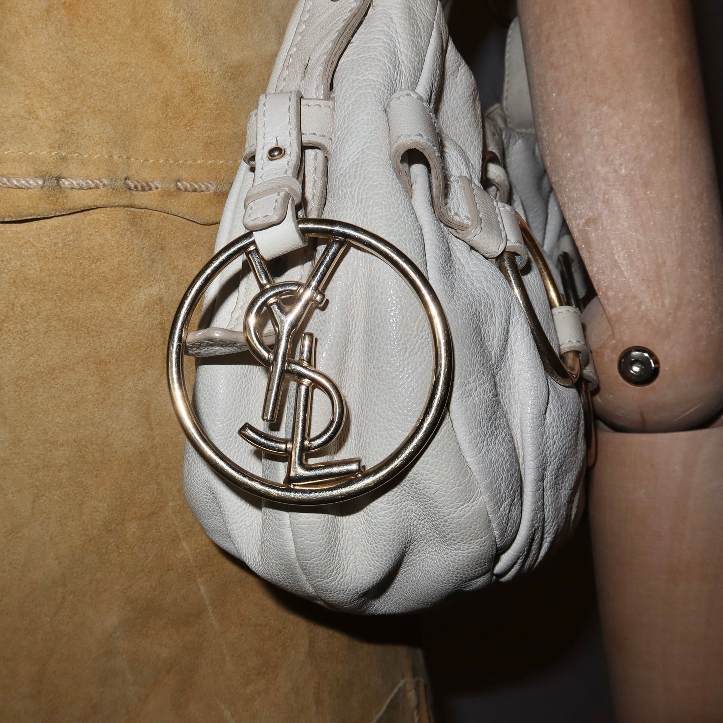 YSL White Saharienne Bag