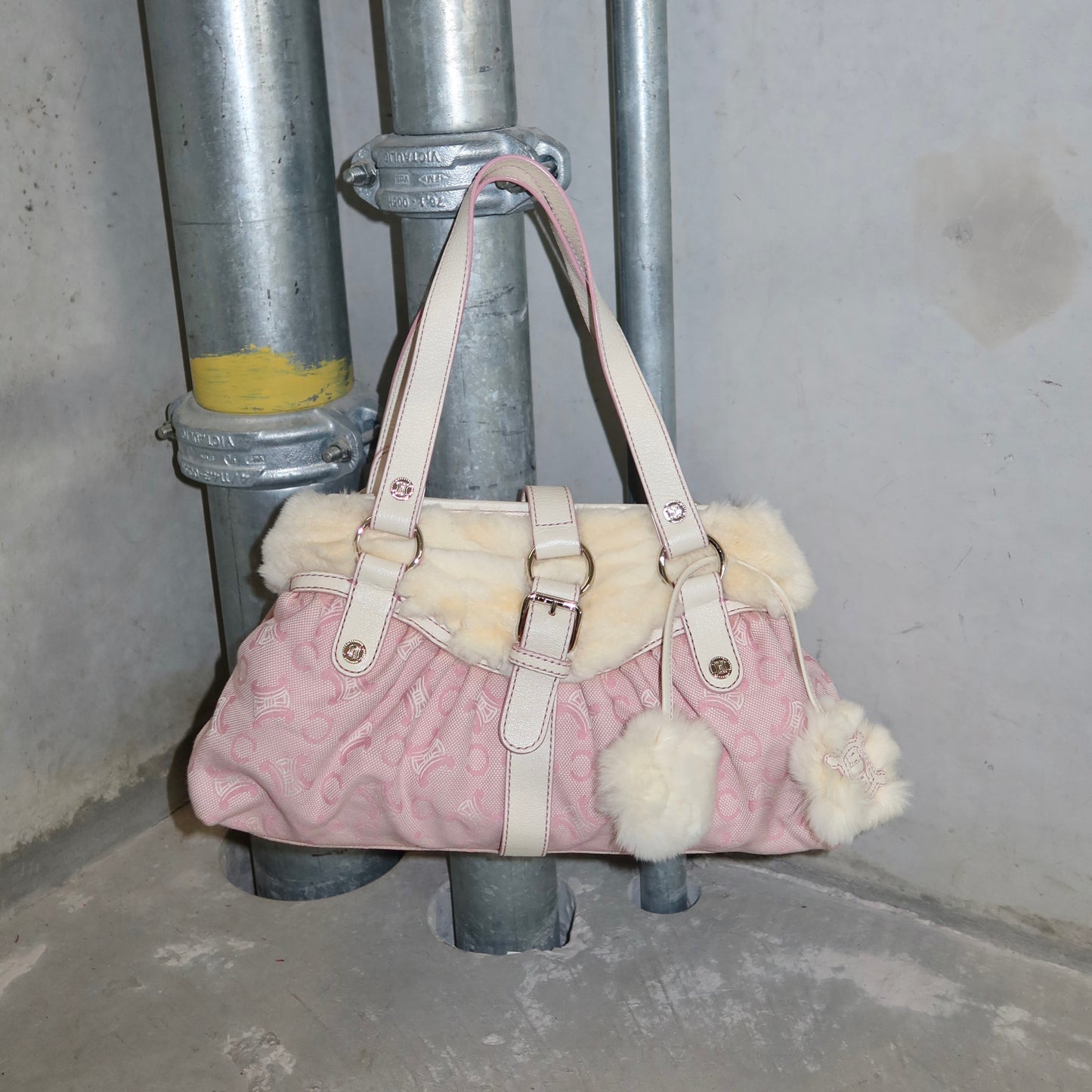 Celine Rabbit Fur Pink Macadam Bag
