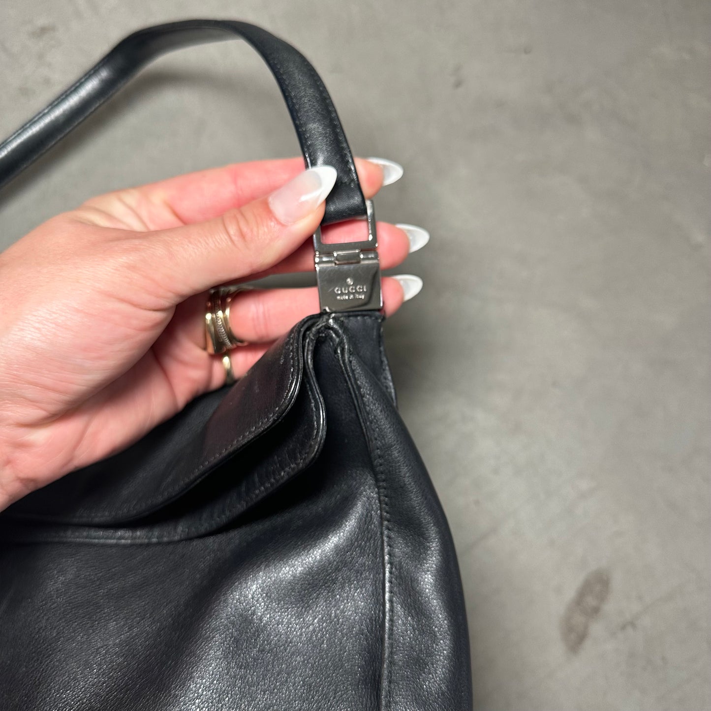 Gucci Square Black Leather Jackie Bag