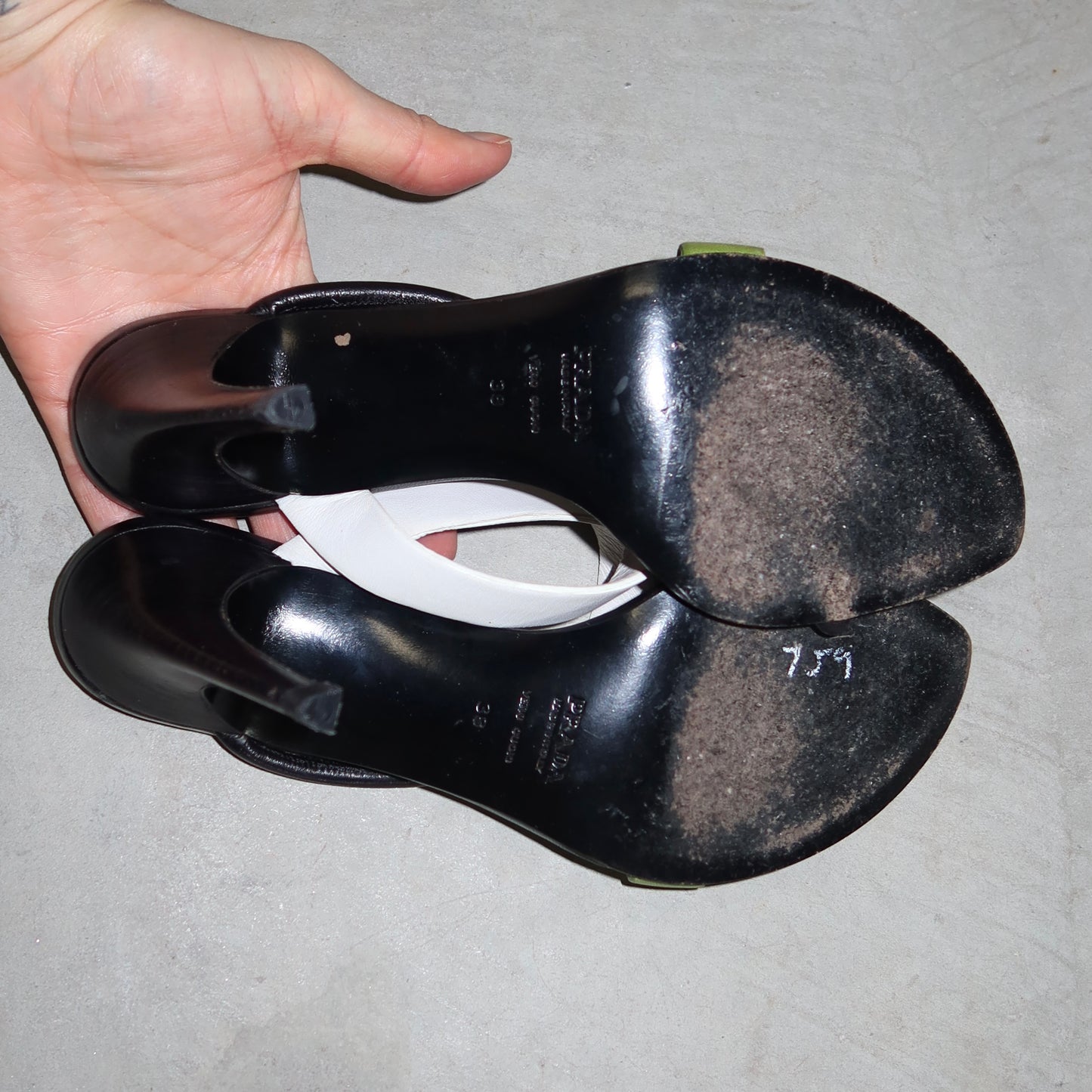 Prada White and Green Heels (38)
