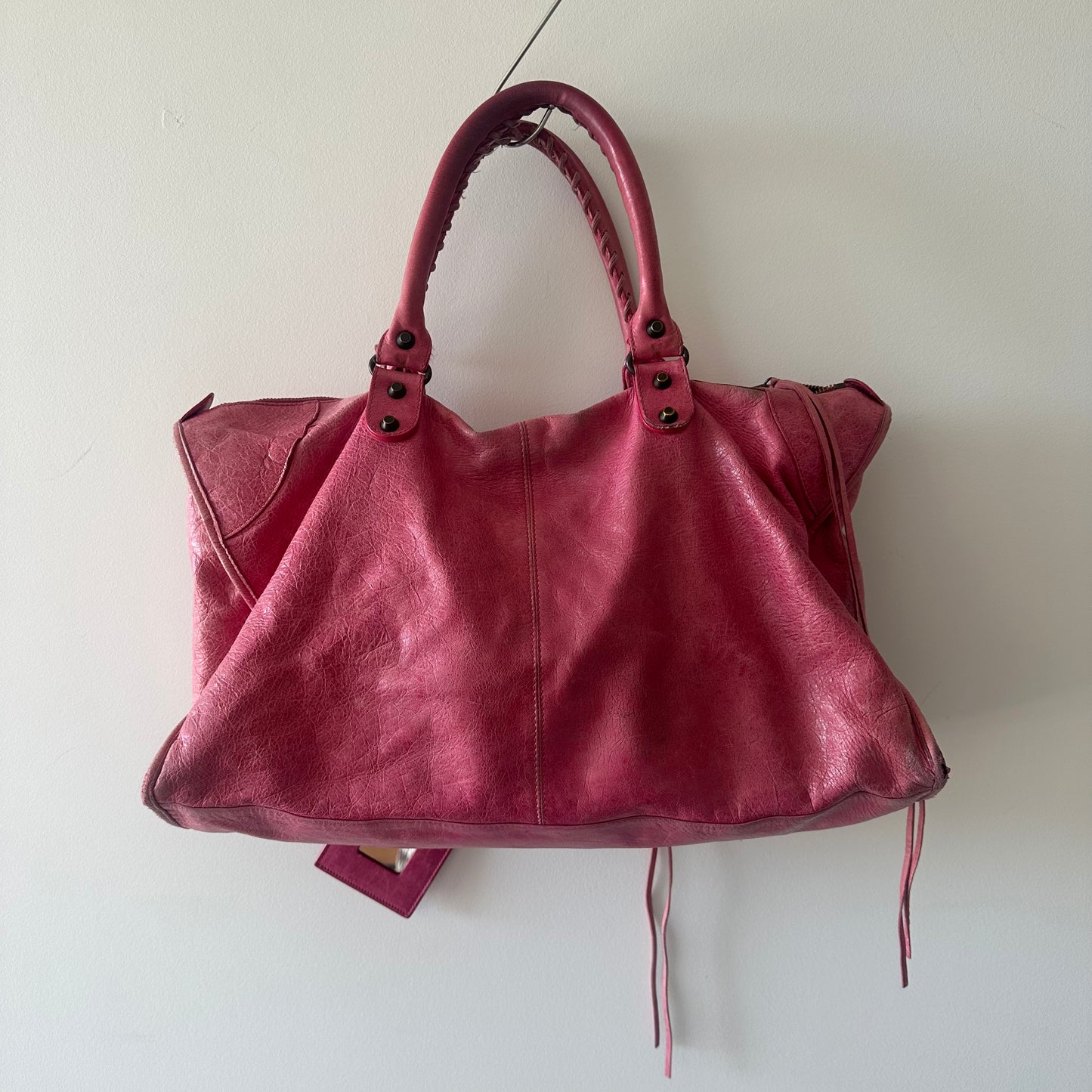 Balenciaga ‘Sunday’ Oversized Motorcycle Bag in Hot Pink
