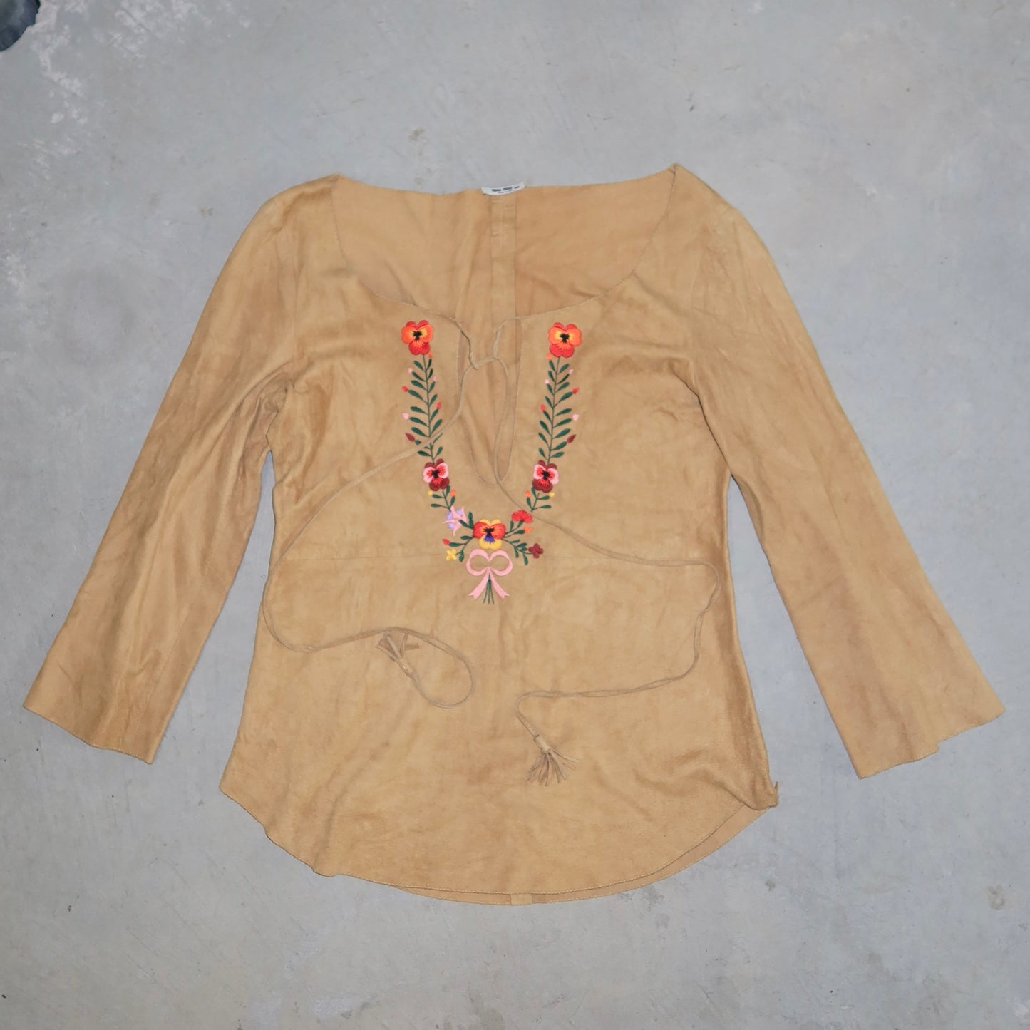 Miu Miu Rare Suede Embroidered Top