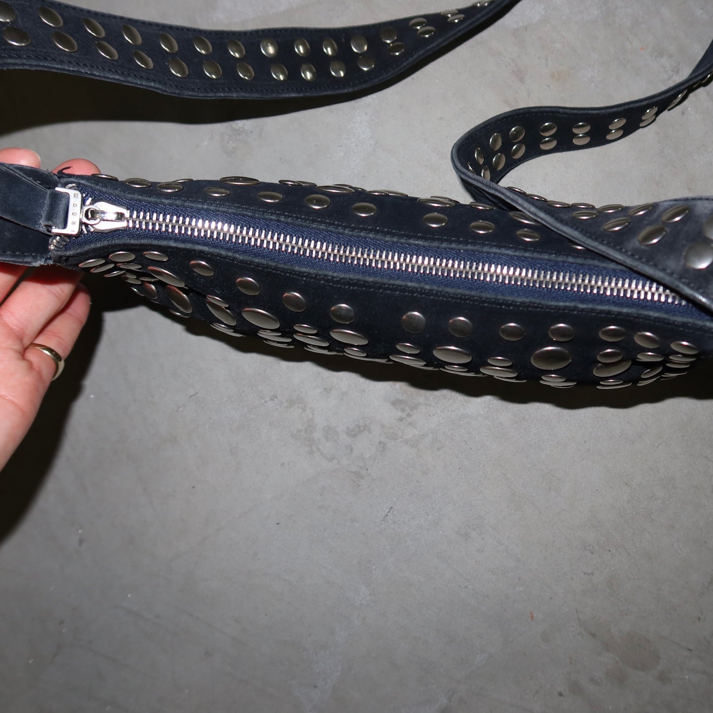 Marni Navy Suede Studded Bag