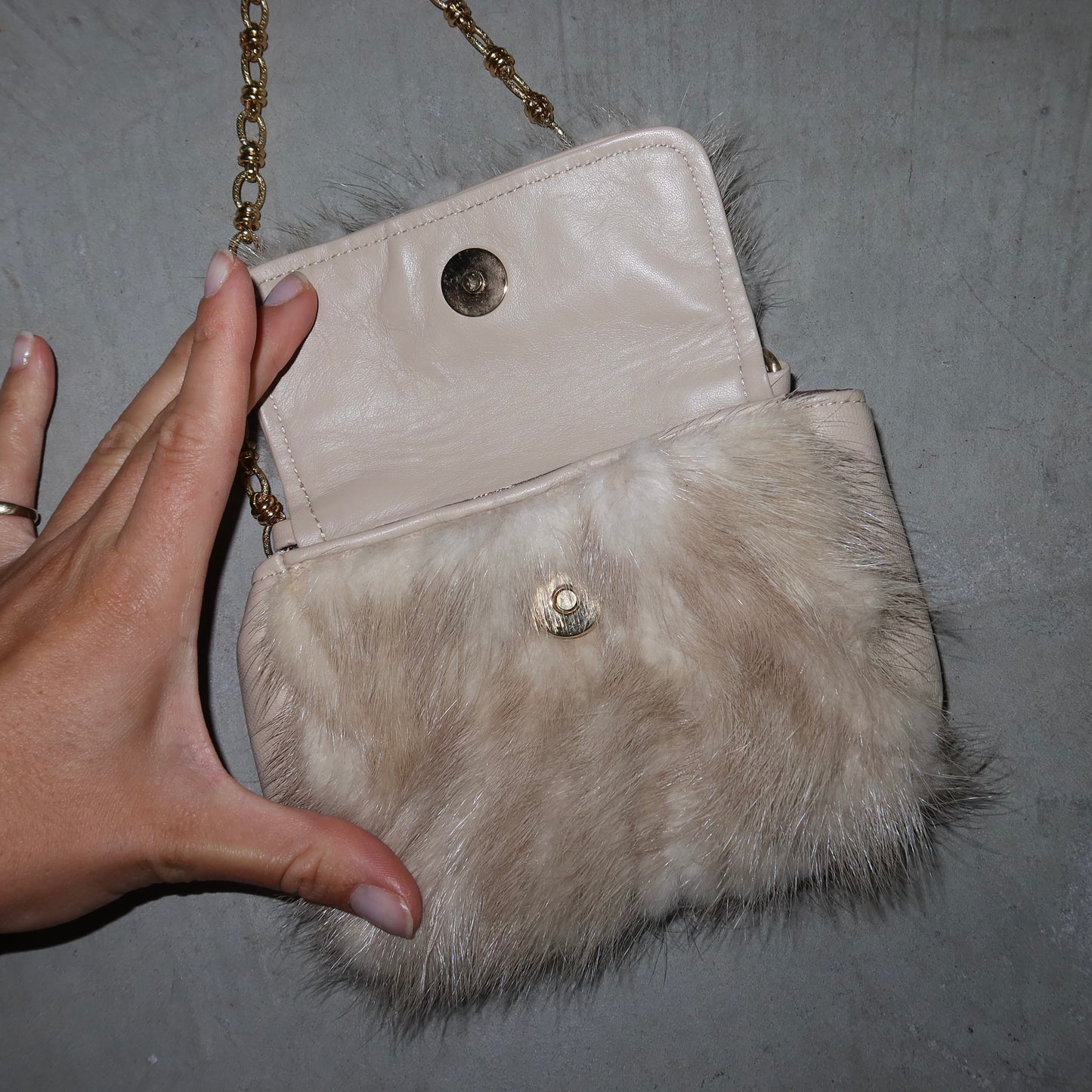 Paolo Masi Cream Mink Fur Micro Bag