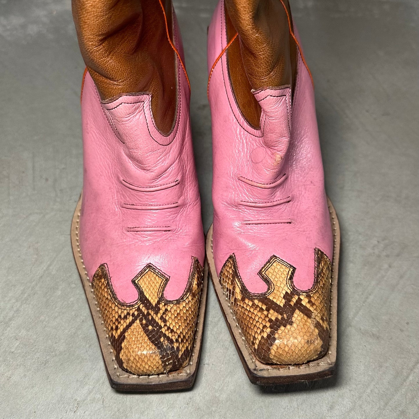 Miu Miu Rare SS1999 Pink and Python Cowboy Boots (38)