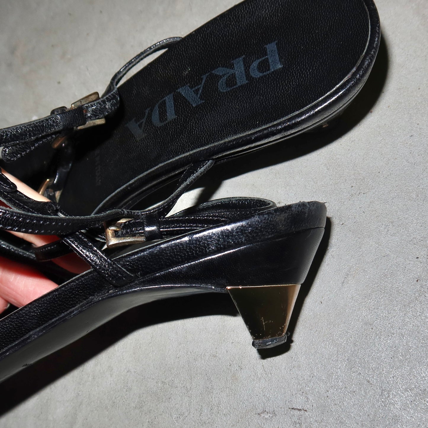Prada Gold Multi Buckle Kitten Heels (35.5)
