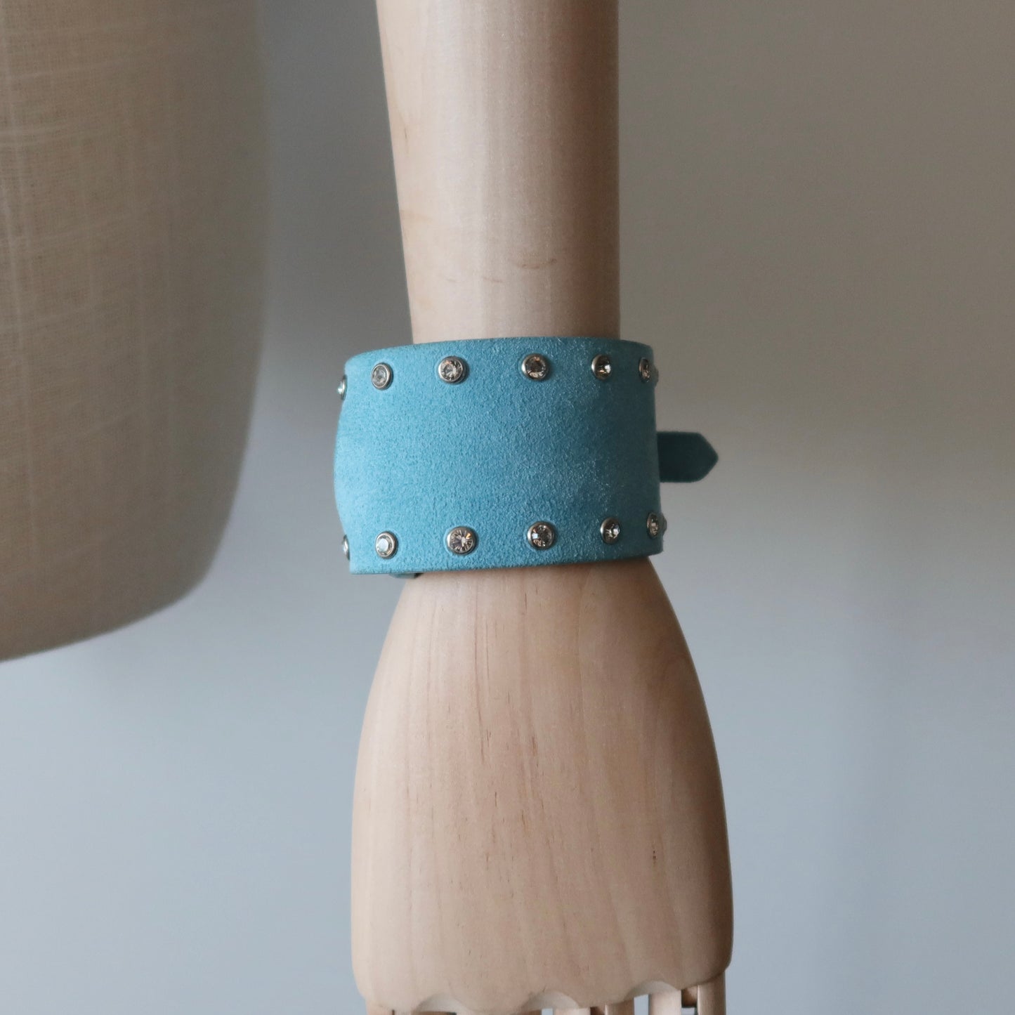 Celine Blue Suede Rhinestone Cuff