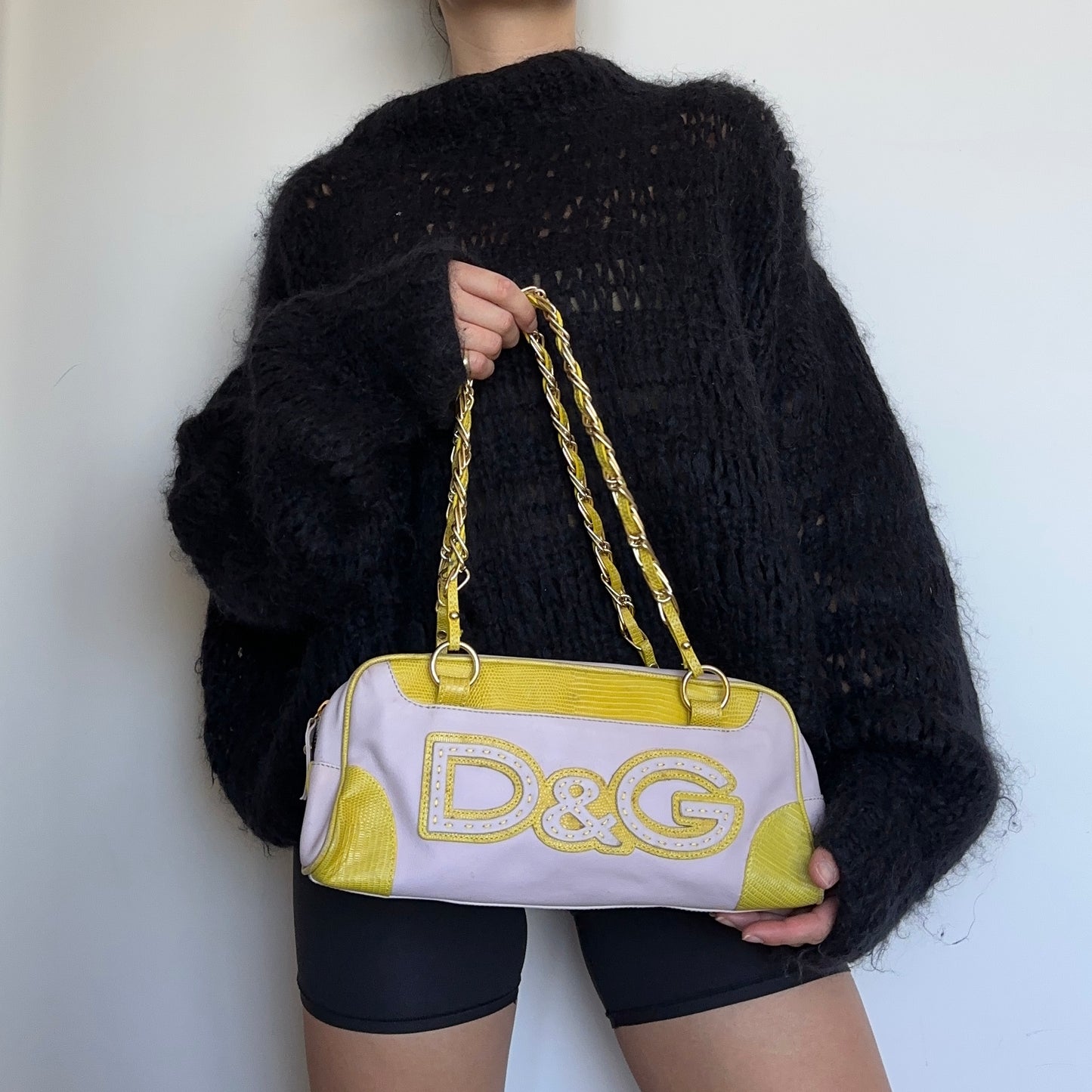 D&G Pink and Yellow Chain Handle Logo Bag