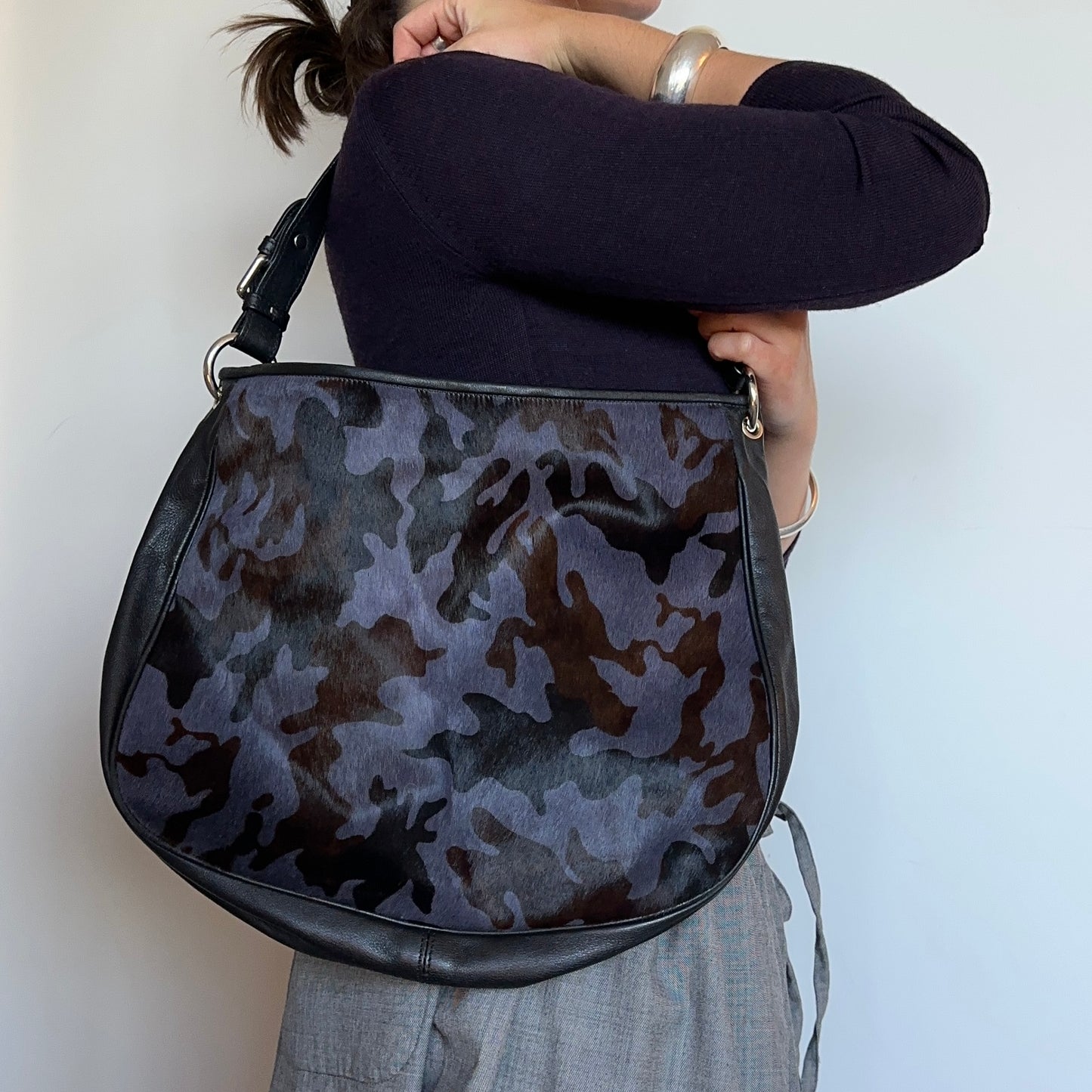Vintage Italian Made Cowhide Camo Bag