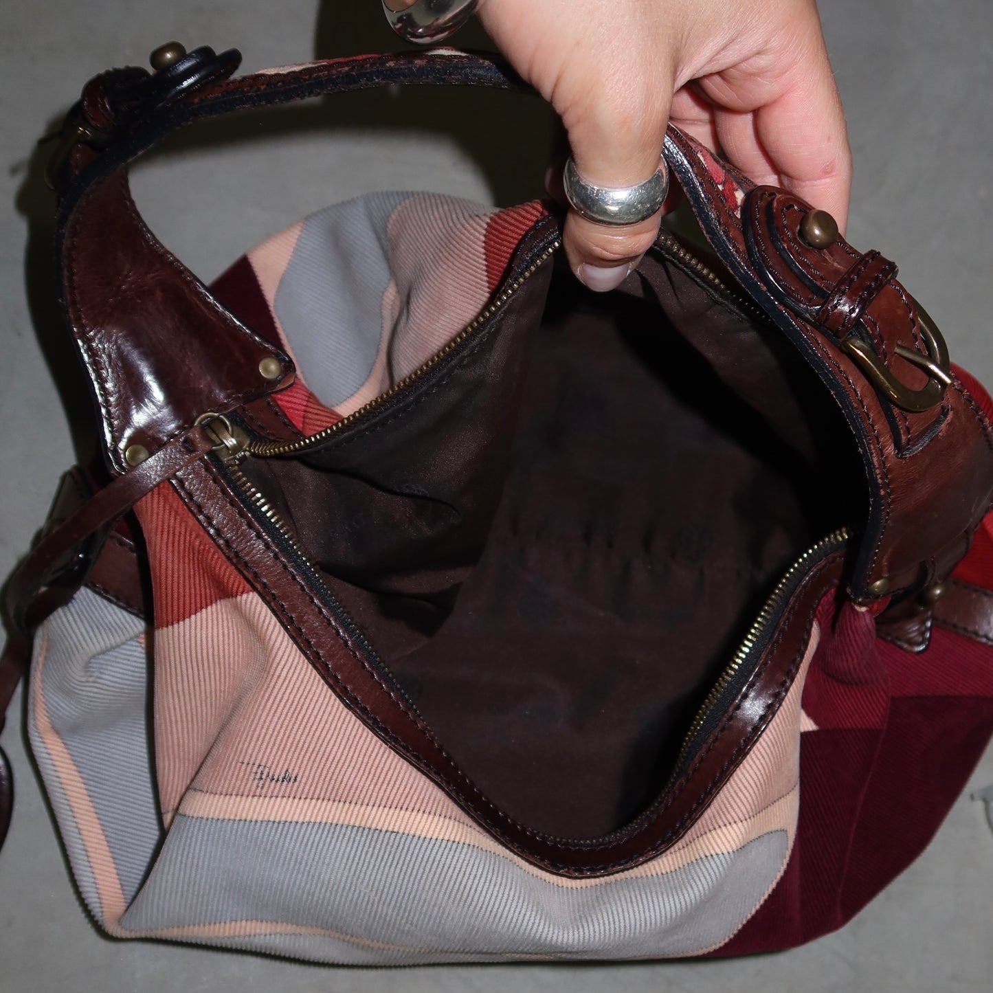 Emilio Pucci Corduroy Printed Hobo Bag