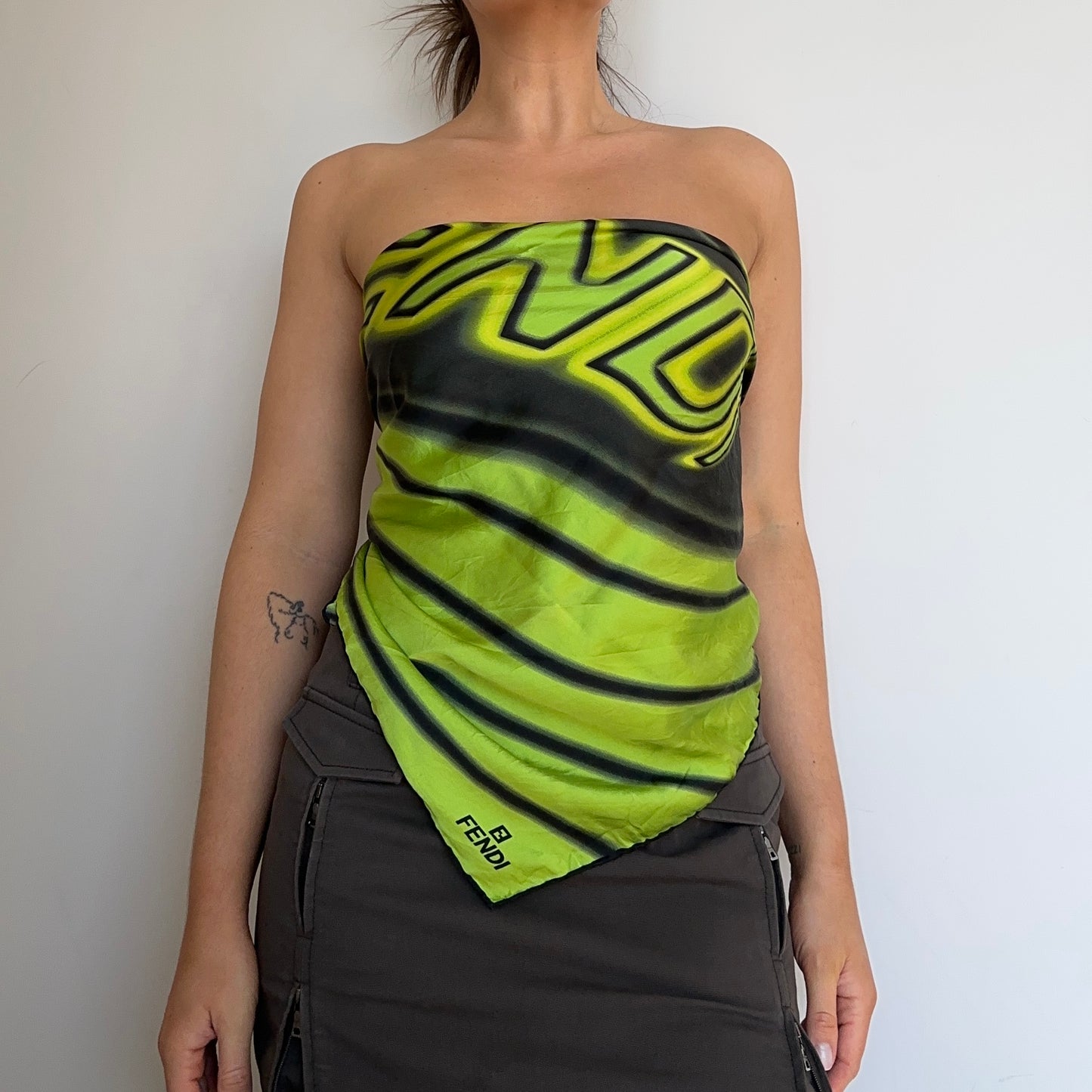 Fendi Silk Green Oversized Scarf