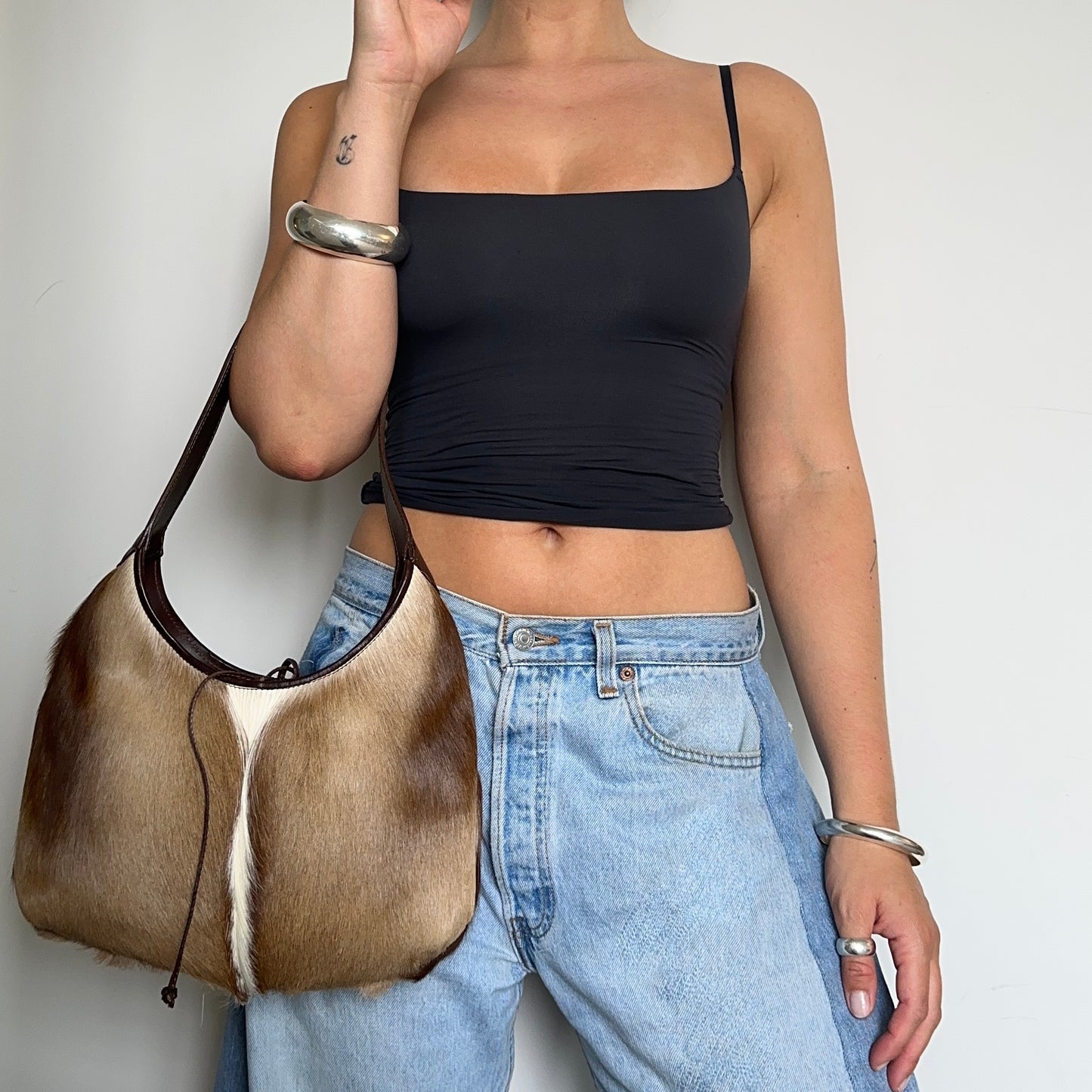 Vintage Italian Real Gazelle Fur Hobo Bag