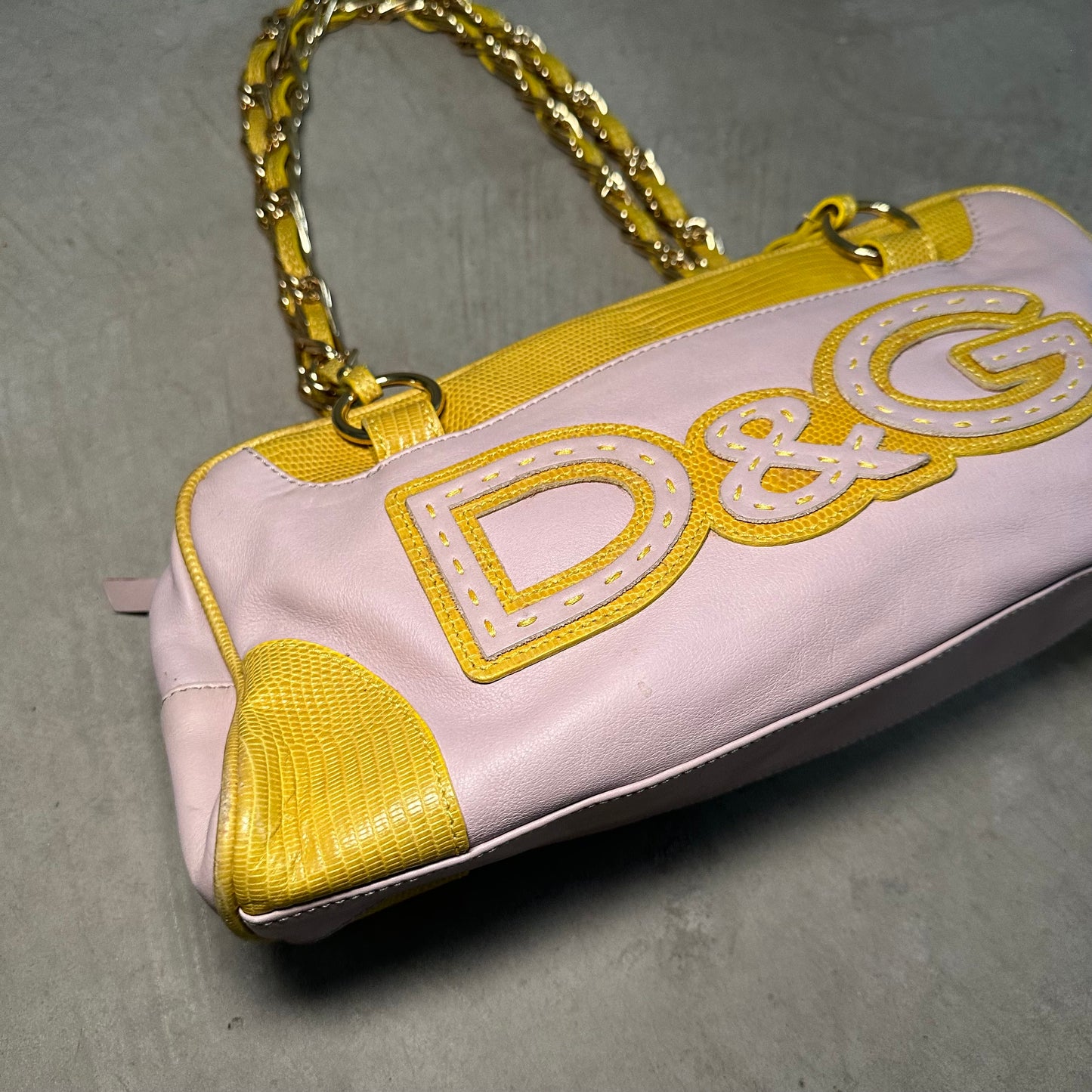 D&G Pink and Yellow Chain Handle Logo Bag