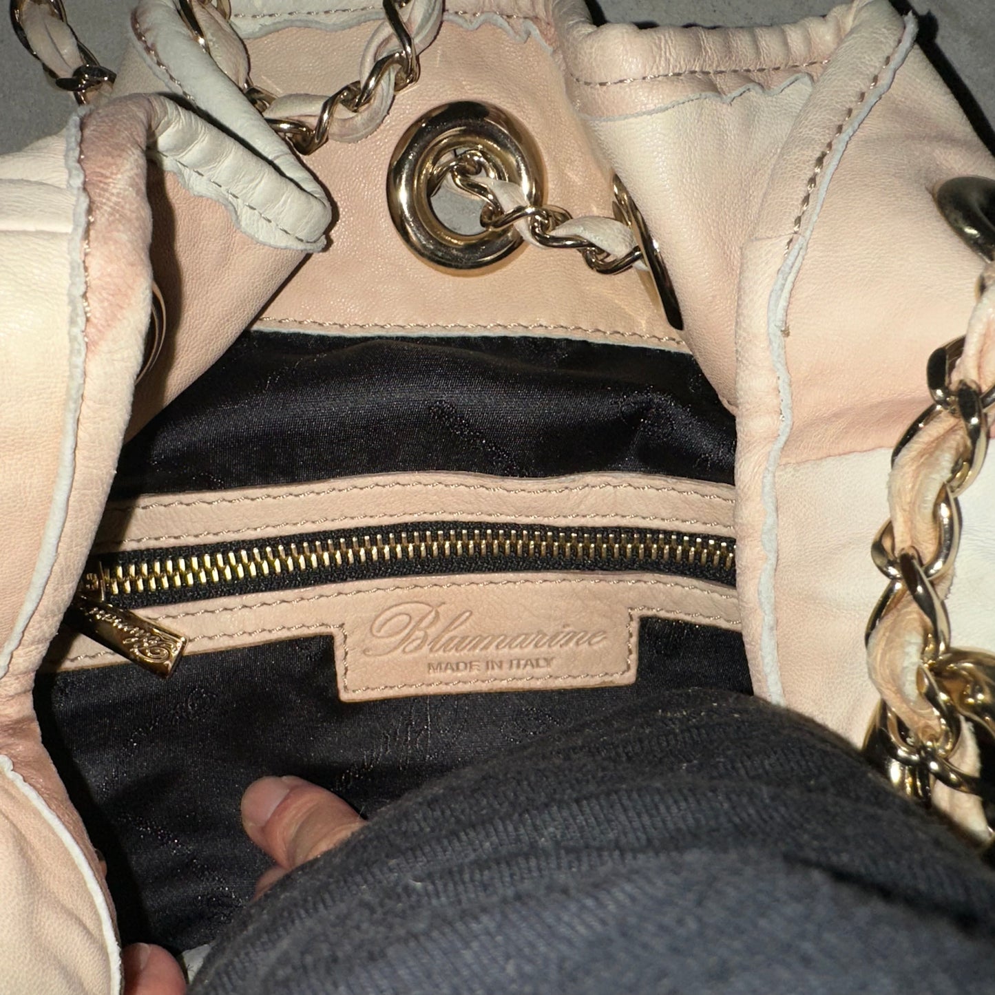 Blumarine SS2010 Tie Dye Leather Bucket Bag with Chain Handle