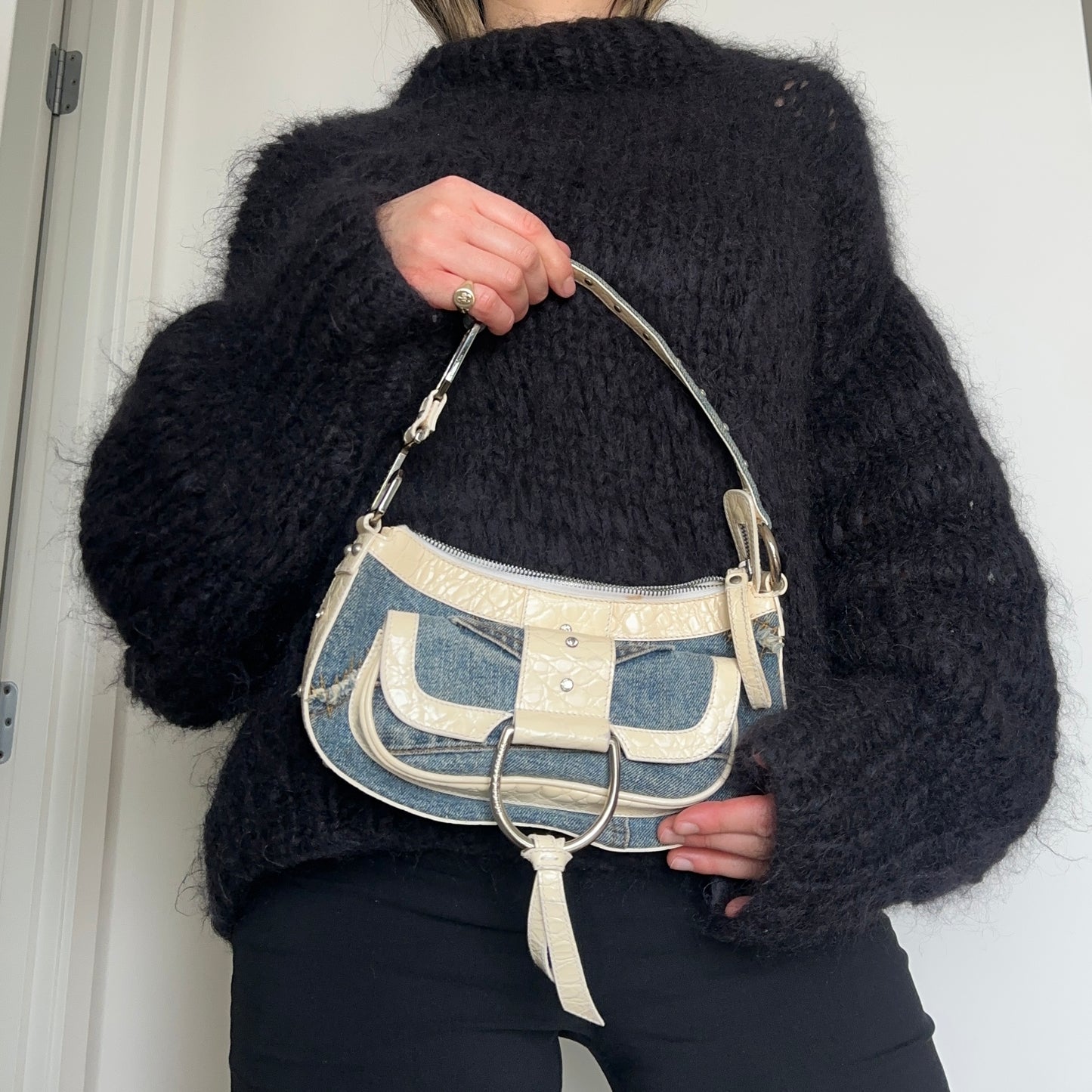Dolce & Gabbana Denim Flap Front Shoulder Bag