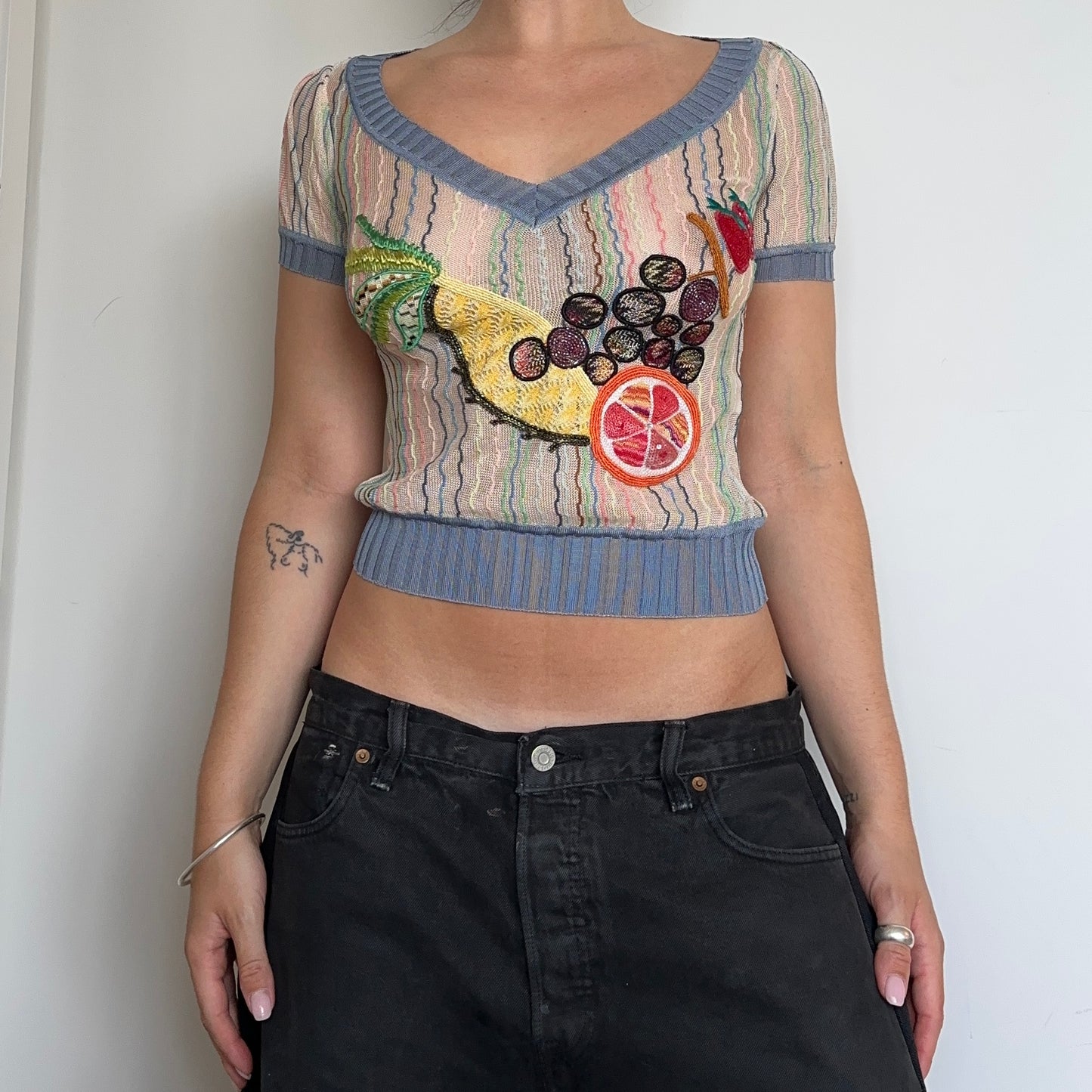 Missoni SS2005 Rare Embroidered Fruits Top