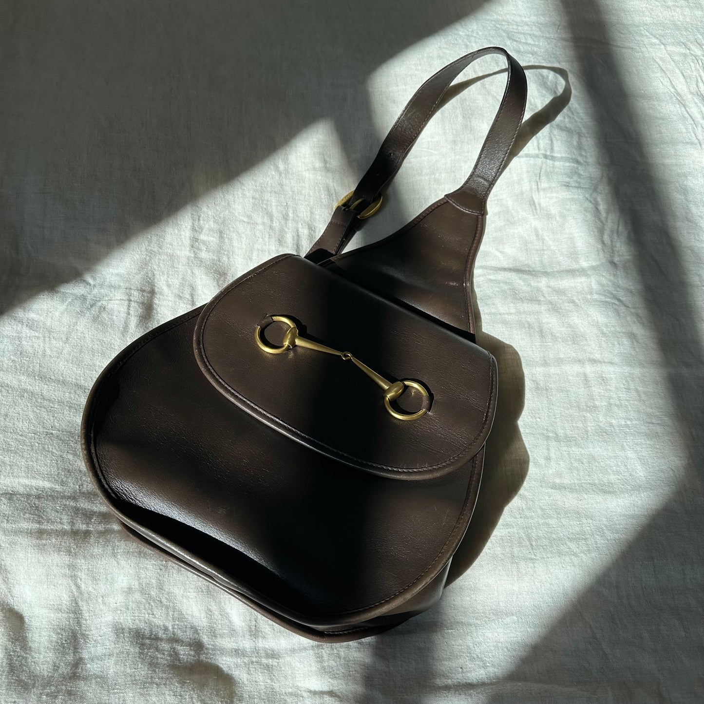 Gucci Brown Leather Horse-Bit Crossbody
