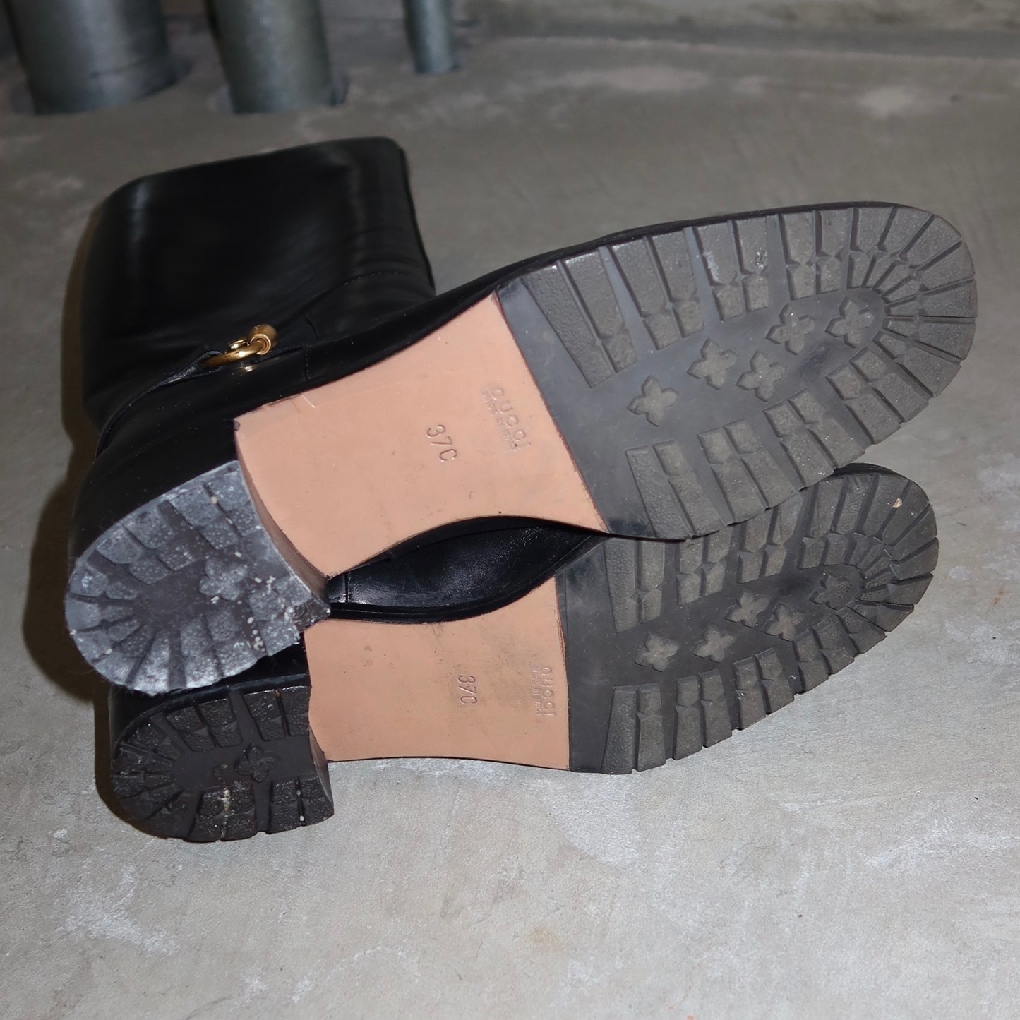 Gucci Black Leather Horsebit Boots (37)