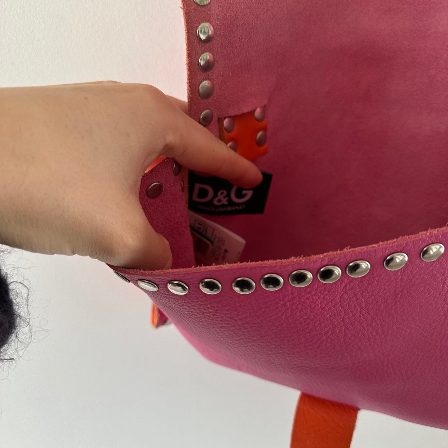 D&G Pink and Orange Leather Shoulder Bag