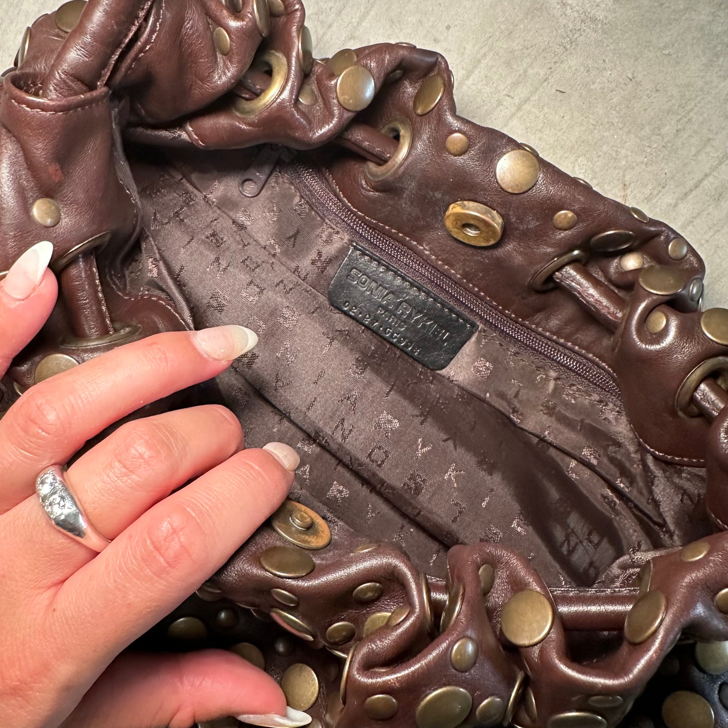 Sonia Rykiel Brown Domino with Bronze Studs