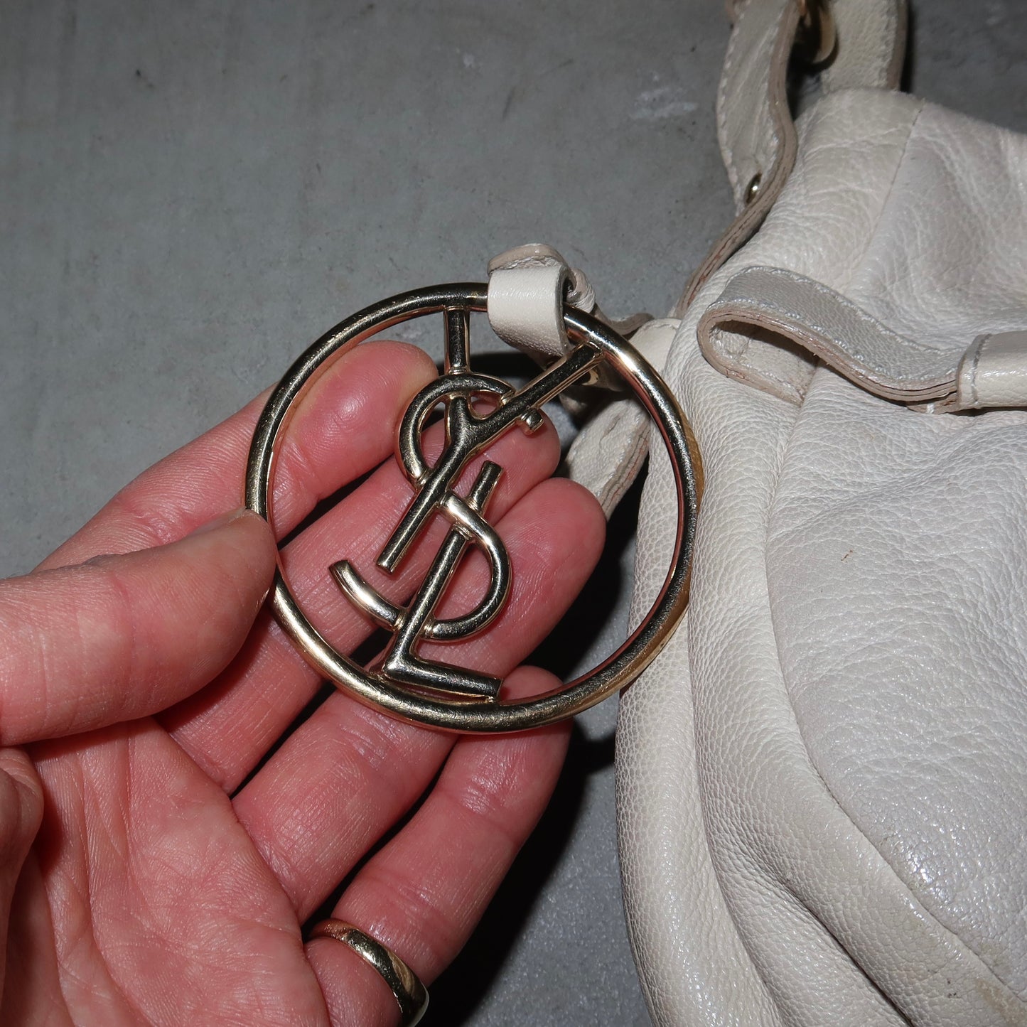 YSL White Saharienne Bag