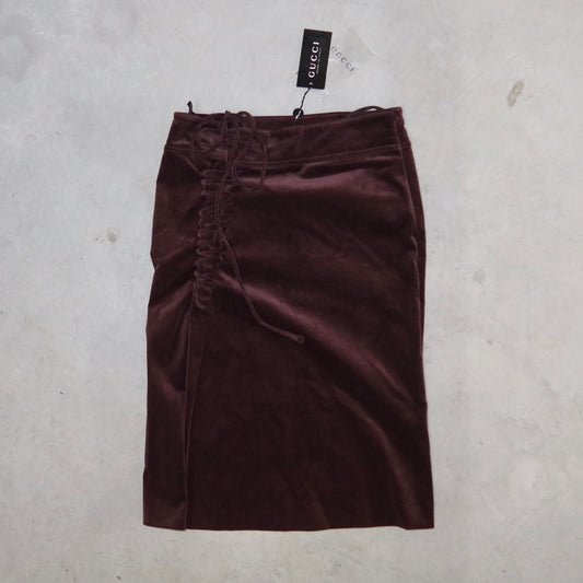 Gucci AW2002 Brown Velvet Midi Skirt (BNWT)