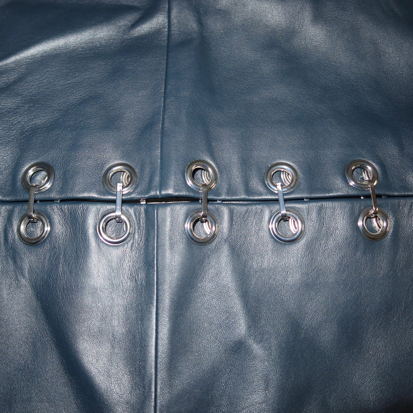 Tibi Blue Leather Grommet Skirt