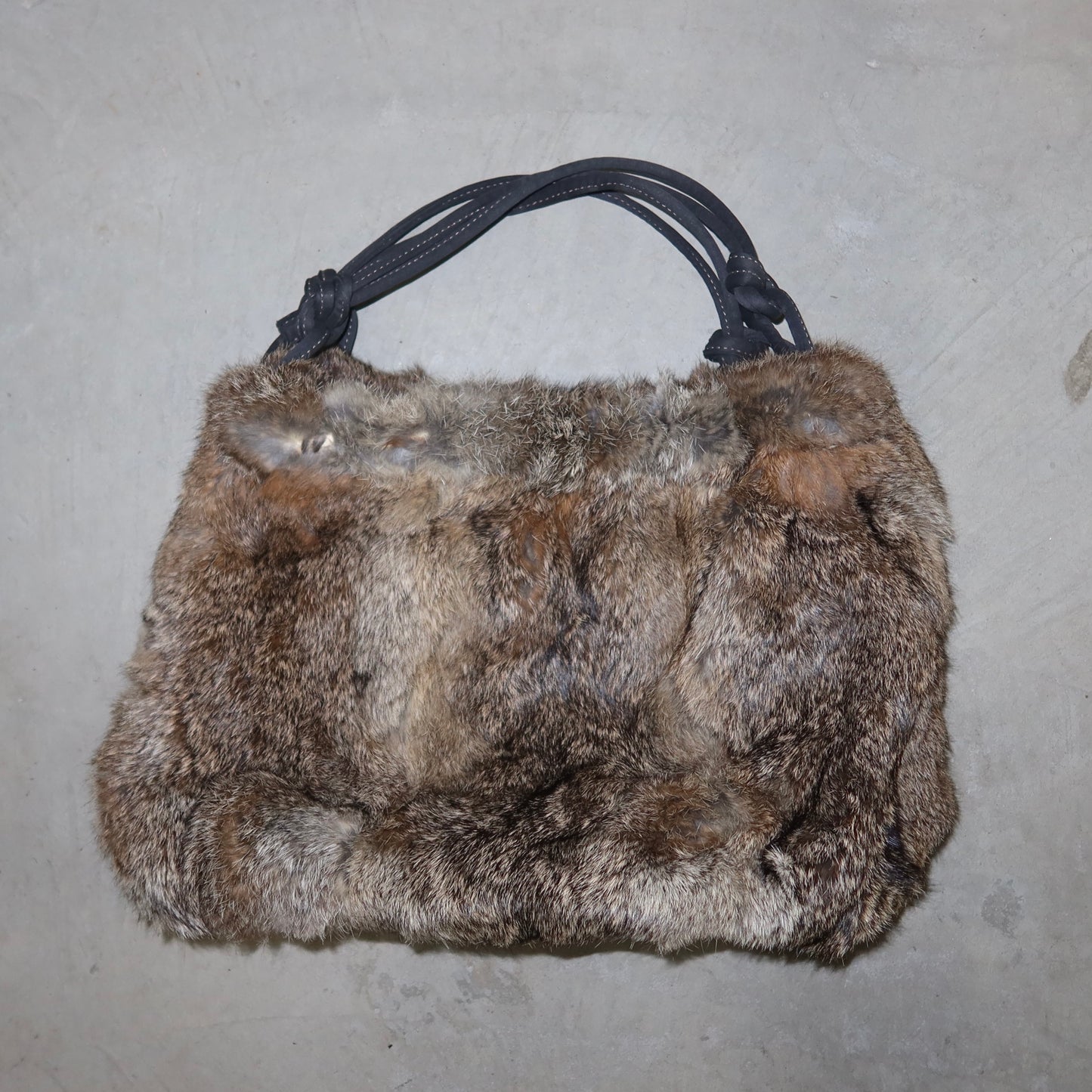 Vintage Grey Rabbit Fur Bag